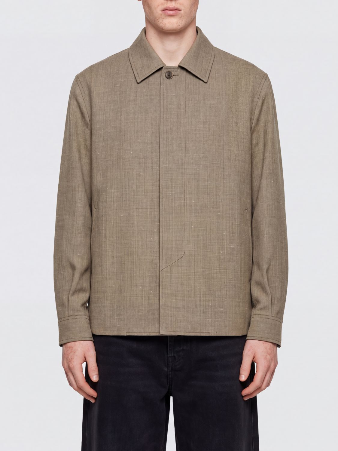 Our Legacy Short Wool Blend Shirt Jacket with Peak Lapels