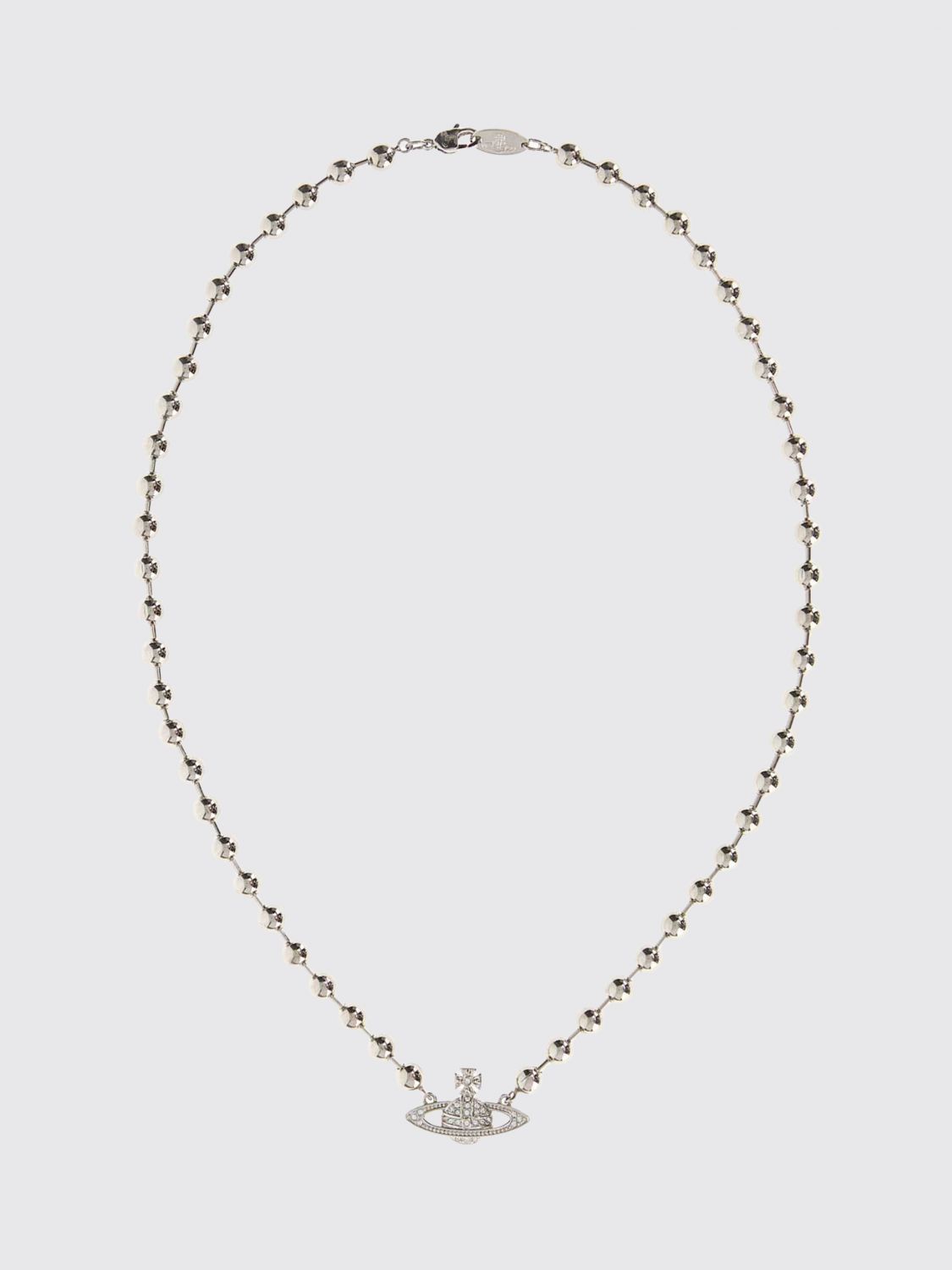 Vivienne Westwood Metal Choker Necklace With Orb Pendant And Crystals In Gold