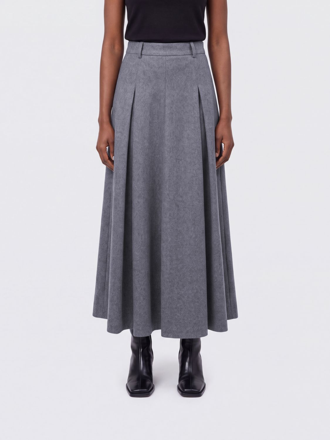 BY MALENE BIRGER High-Waisted A-Line Midi Skirt in Organic Cotton