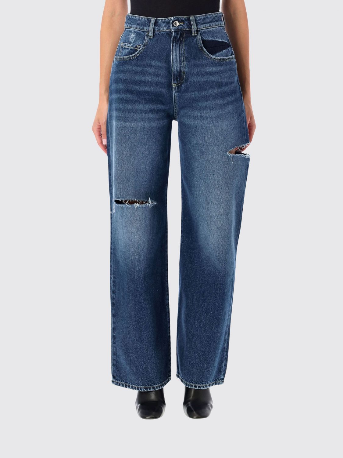 ICON DENIM LOS ANGELES Poppy High-Waisted Wide-Leg Jeans in Cut-Out Denim ICON DENIM LOS ANGELES Poppy High-Waisted Wide-Leg Jeans in Cut-Out Denim