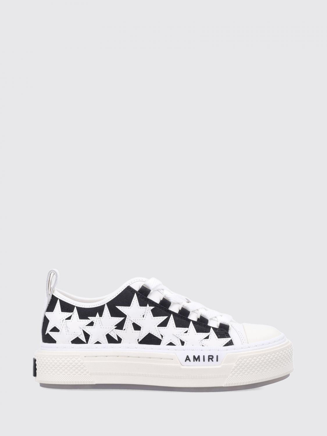 AMIRI Stars Court Trainers in Canvas and Leather with Star Print and Platform Sole