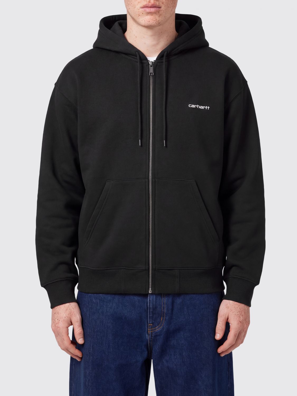 CARHARTT WIP Felpa con cappuccio e zip in misto cotone con spalle cadute
