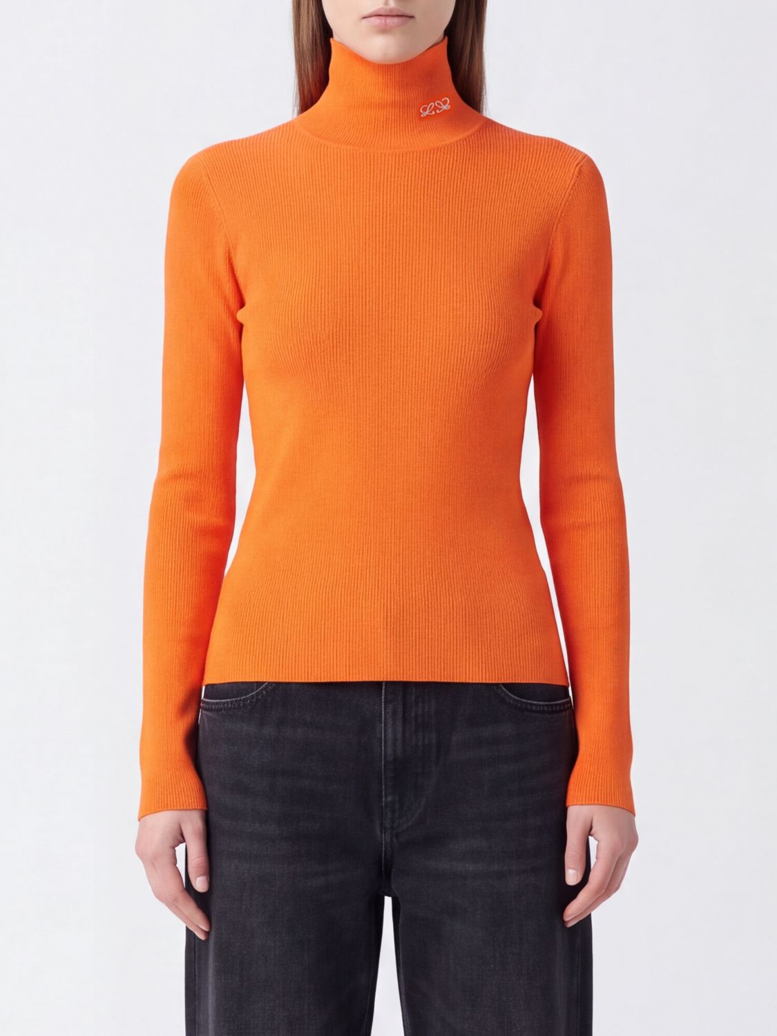 LOEWE Slim Fit Viscose Turtleneck with Contrast Logo