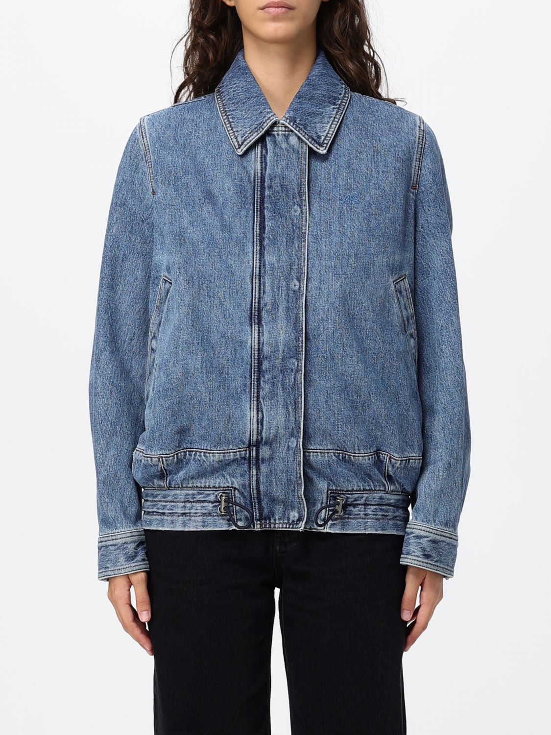 Loewe Cropped Shirt-Style Cotton Denim Jacket
