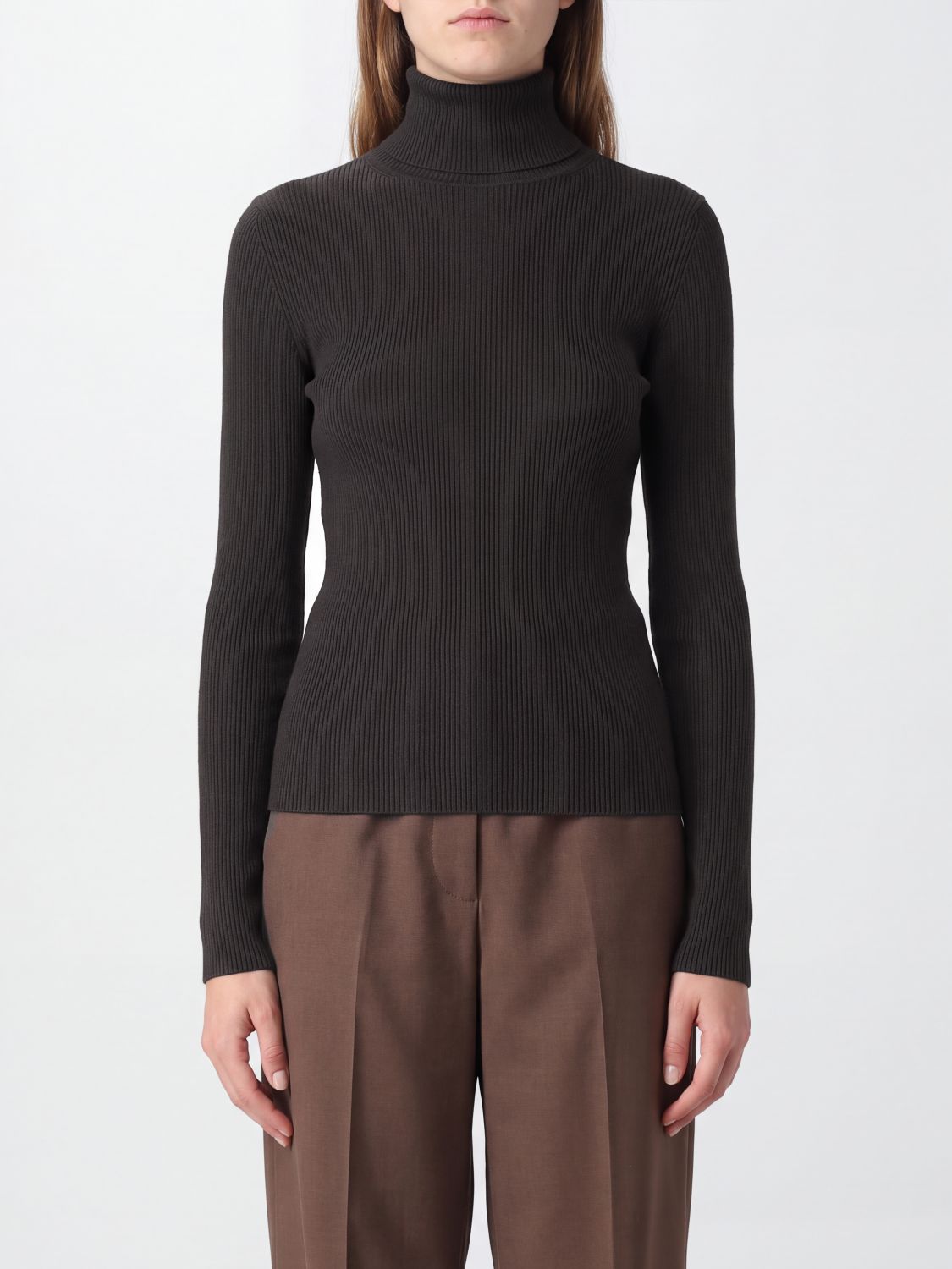 MAX MARA Dolcevita slim fit in pura lana vergine a costine
