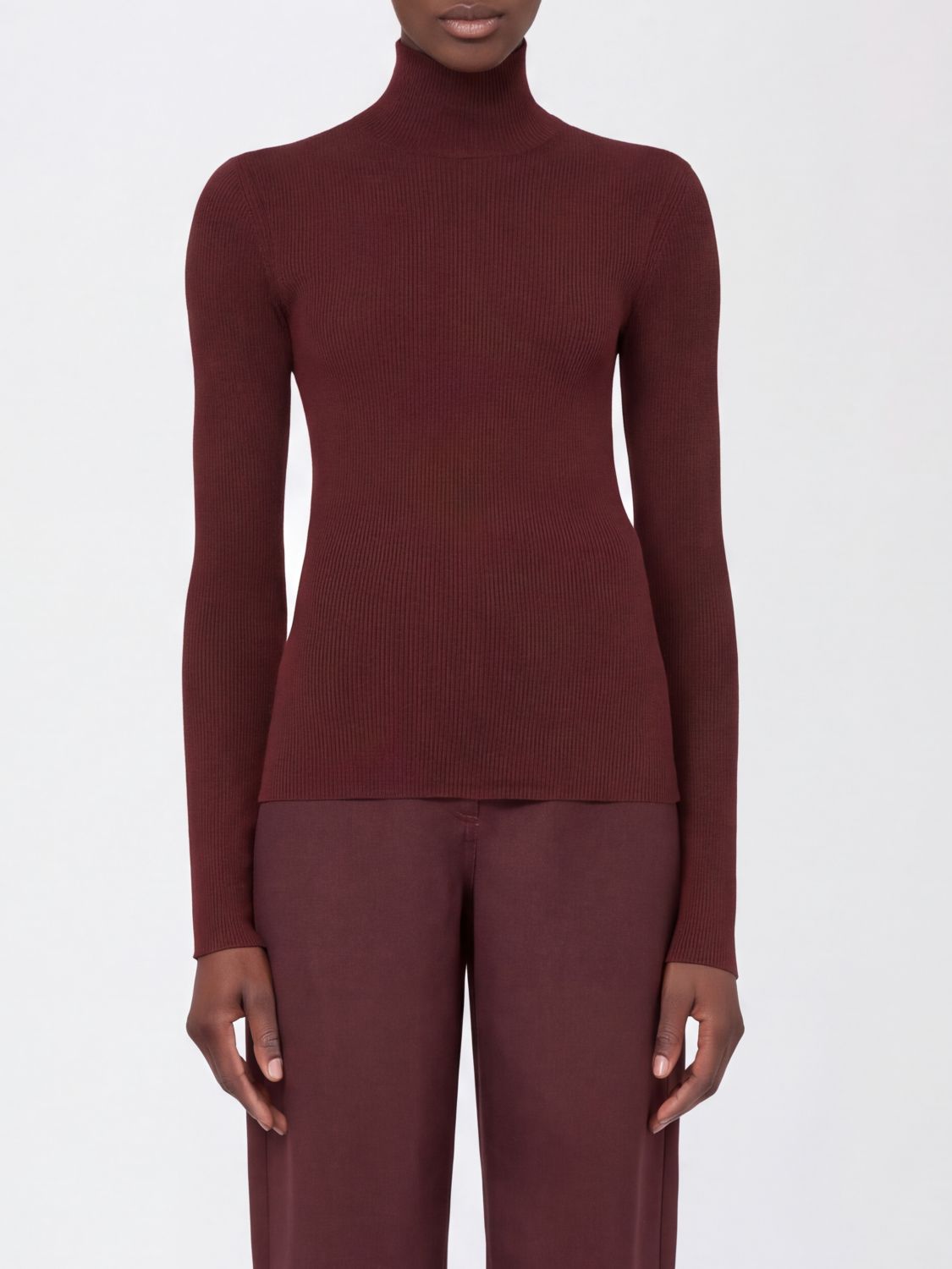 MAX MARA Dolcevita slim fit in pura lana vergine a costine