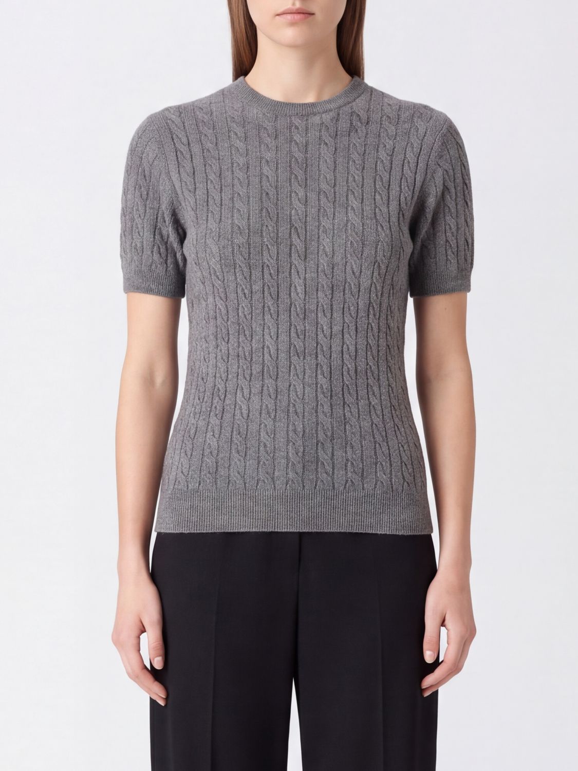 GIMAGUAS Short-Sleeved Wool-Blend Jumper with a Round Neck GIMAGUAS Short-Sleeved Wool-Blend Jumper with a Round Neck