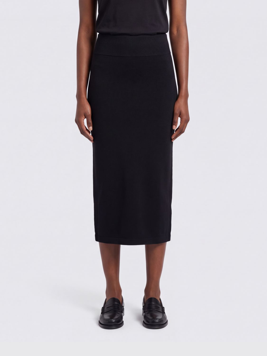THOM KROM High-Waisted Slim Fit Stretch Viscose Midi Pencil Skirt