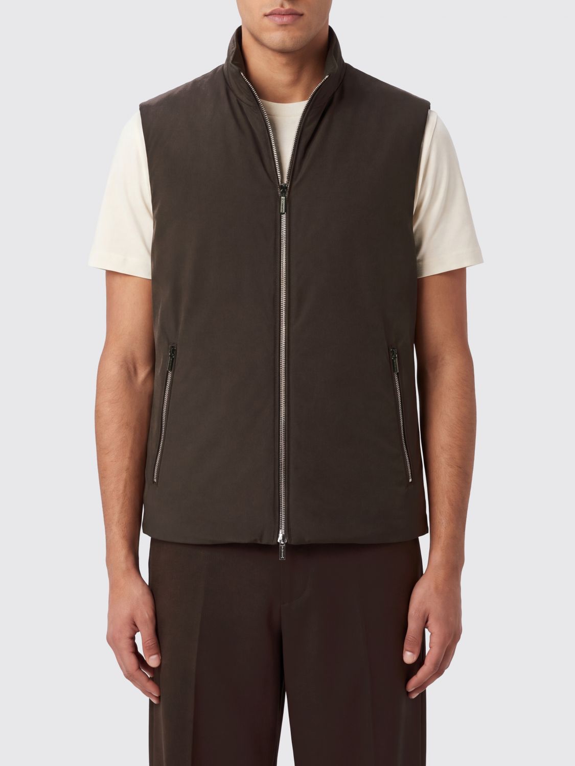 MOORER Padded Technical Polyester Gilet with High Neck and Zip MOORER Padded Technical Polyester Gilet with High Neck and Zip