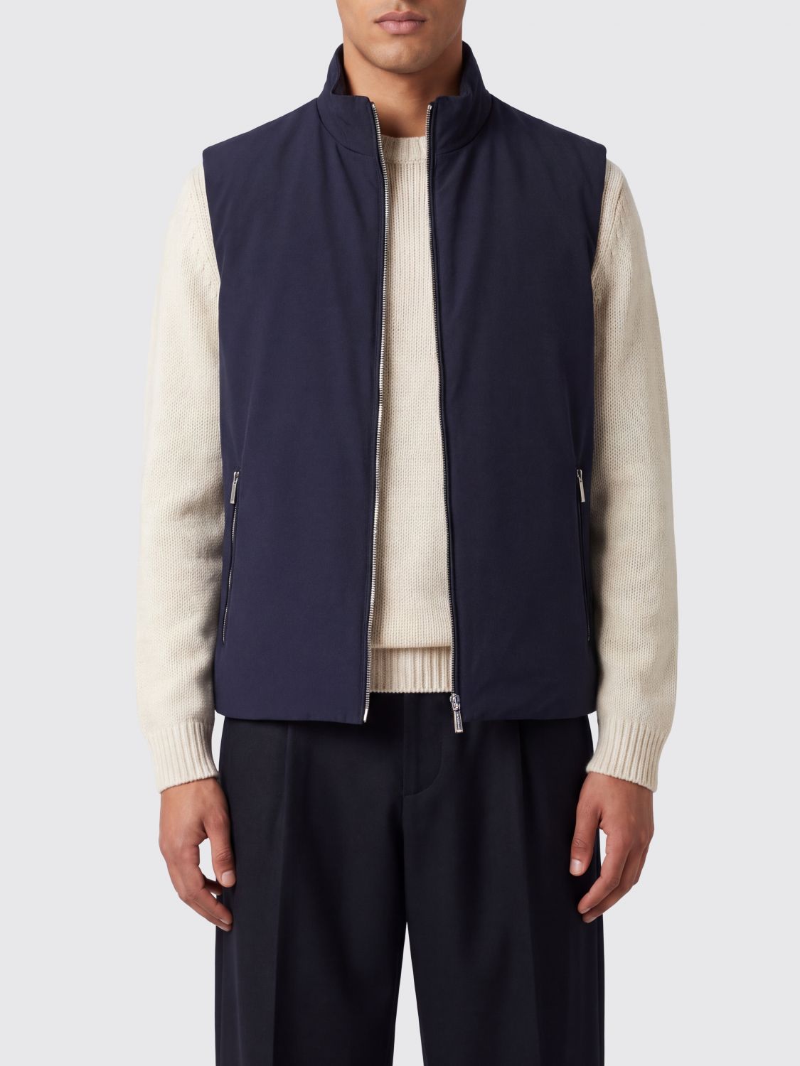 MOORER Padded Technical Polyester Gilet with High Neck and Zip MOORER Padded Technical Polyester Gilet with High Neck and Zip