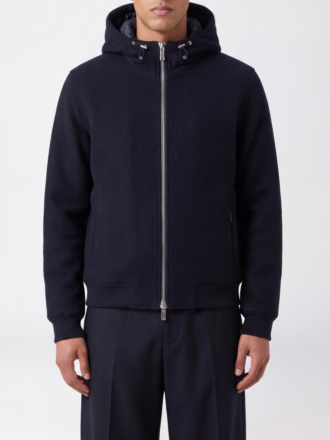 Moorer Virgin Wool and Cashmere Bomber Jacket with Hood and Thermal Resistance