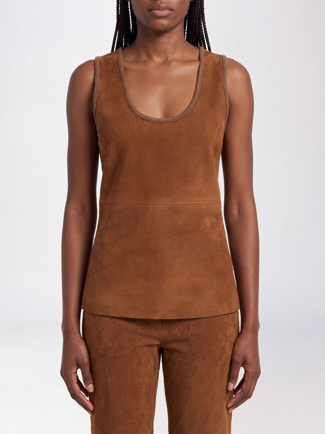 MAX MARA Top in lana vergine e cashmere con spalle scoperte
