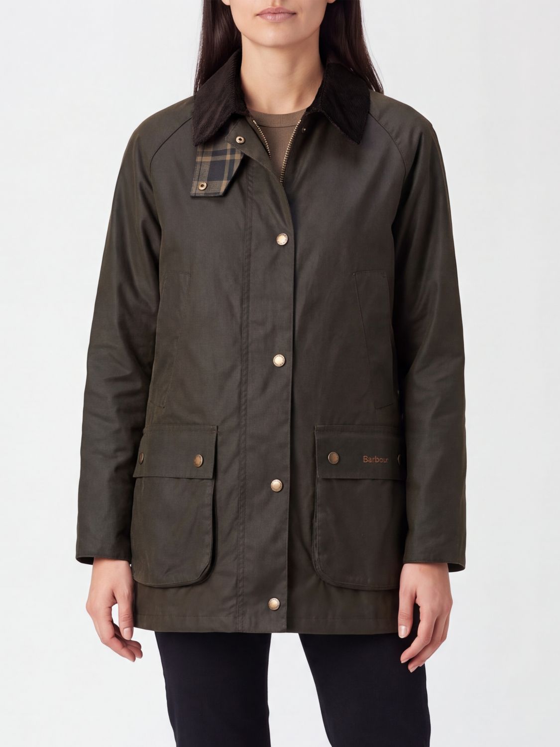 BARBOUR Giacca corta in cotone cerato con colletto in velluto a coste