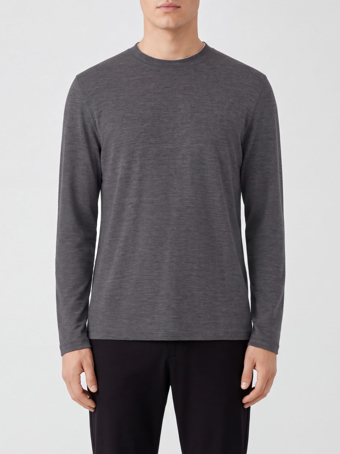 Brunello Cucinelli Crewneck Long-Sleeved T-Shirt in a Silk and Cotton Blend