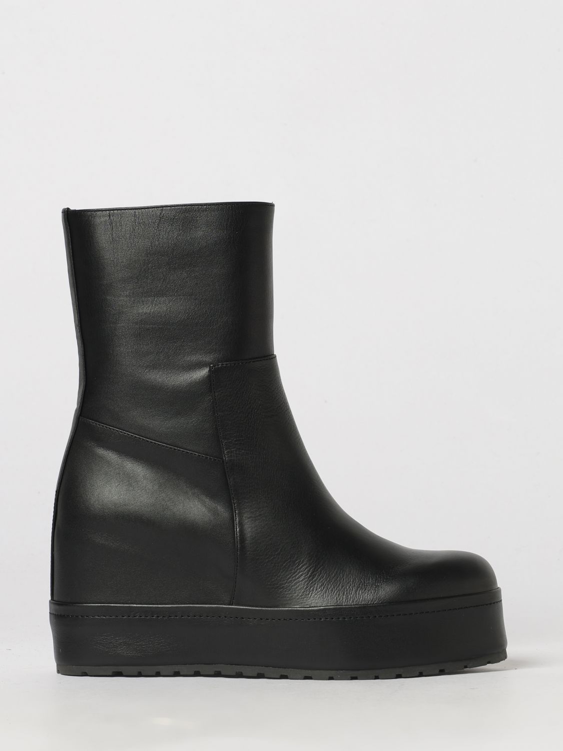 PALOMA BARCELÒ Renata Smooth Leather Ankle Boots with Wedge and Round Toe