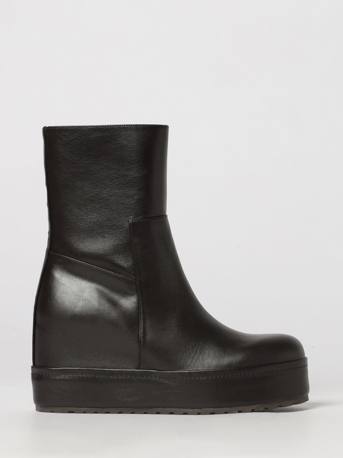PALOMA BARCELÒ Renata Smooth Leather Ankle Boots with Wedge and Round Toe