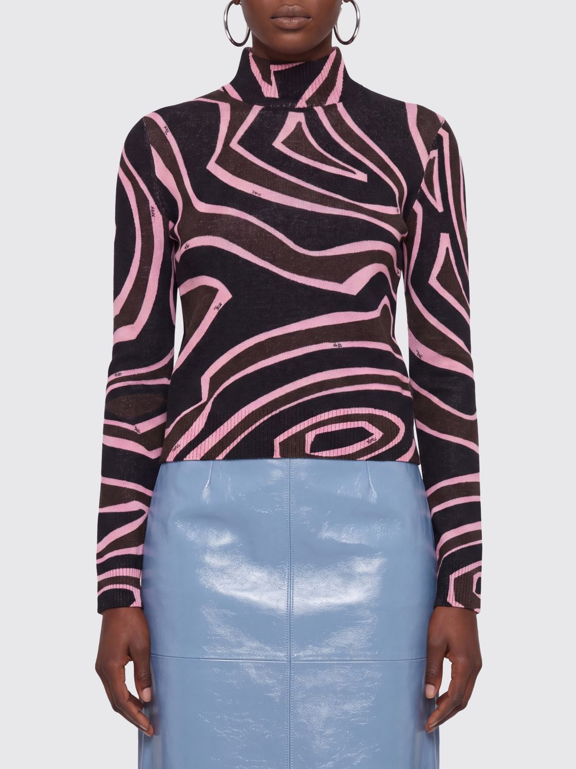 Pucci Abstract-Print Wool-Blend Slim Fit Turtleneck Jumper