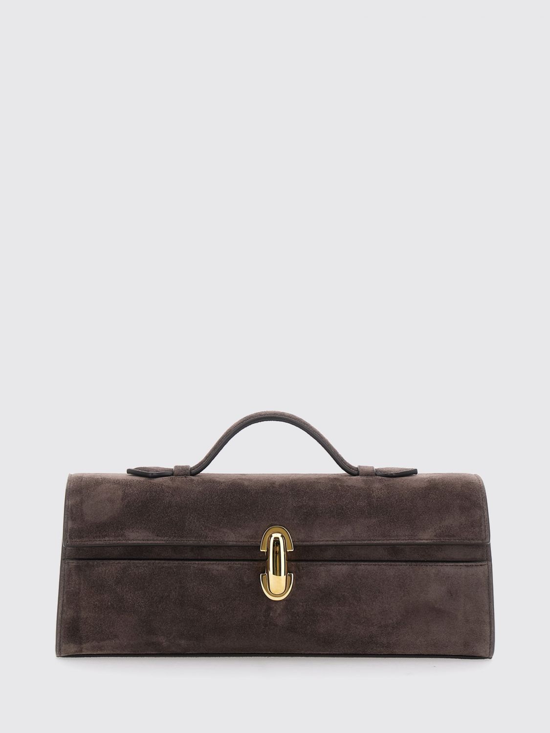 SAVETTE Symmetry Clutch in Suede Calfskin with Turn-Lock Closure