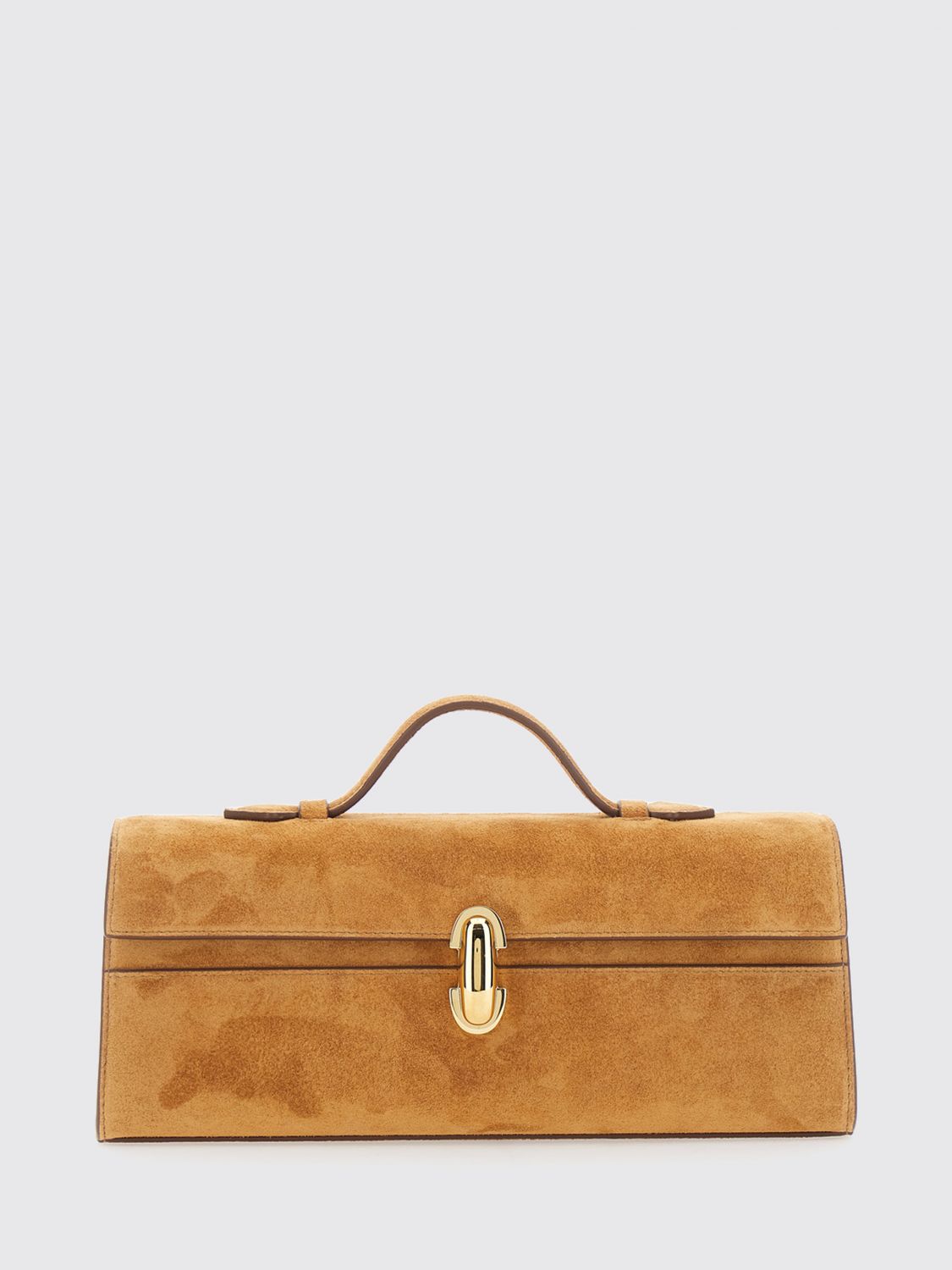 SAVETTE Symmetry Clutch in Suede Calfskin with Turn-Lock Closure