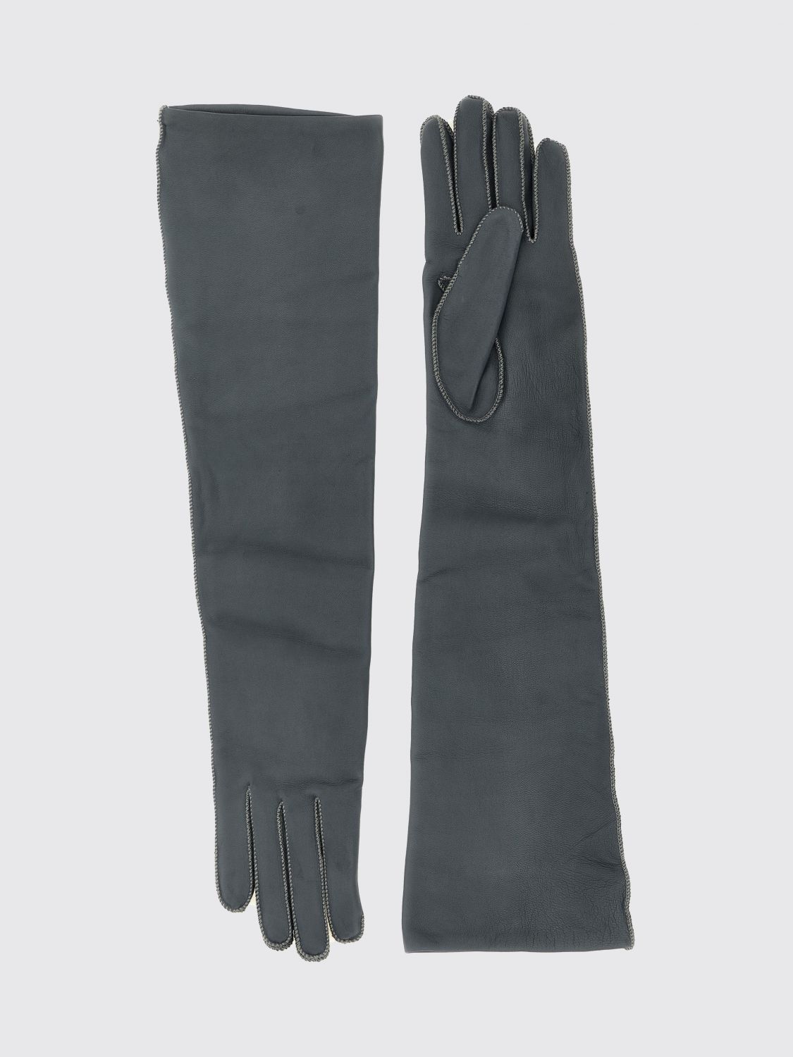 AGNONA Calfskin Nappa Leather Gloves with Exposed Stitching