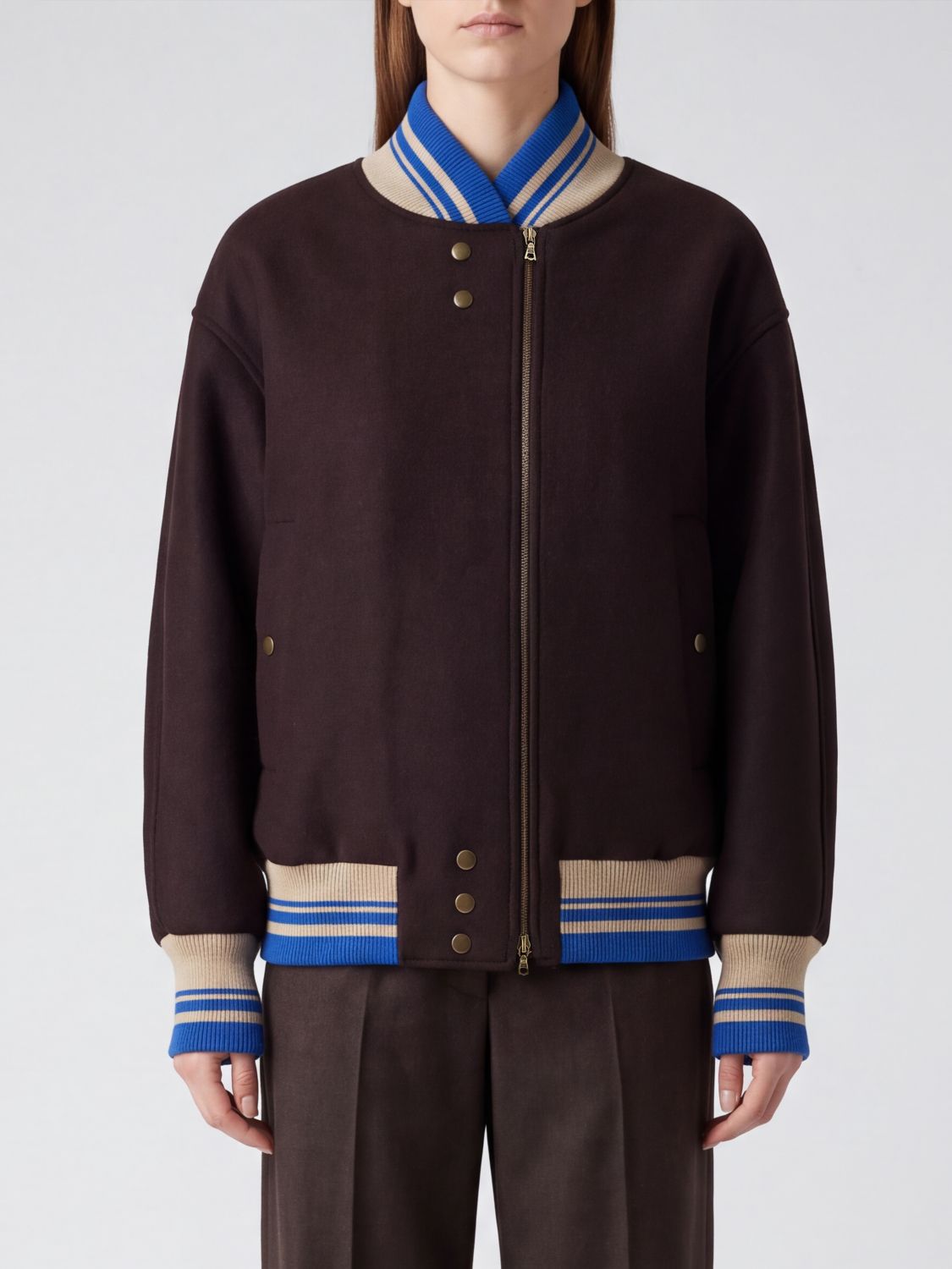DRIES VAN NOTEN Relaxed-Fit Wool-Blend Bomber Jacket with Asymmetrical Zip DRIES VAN NOTEN Relaxed-Fit Wool-Blend Bomber Jacket with Asymmetrical Zip
