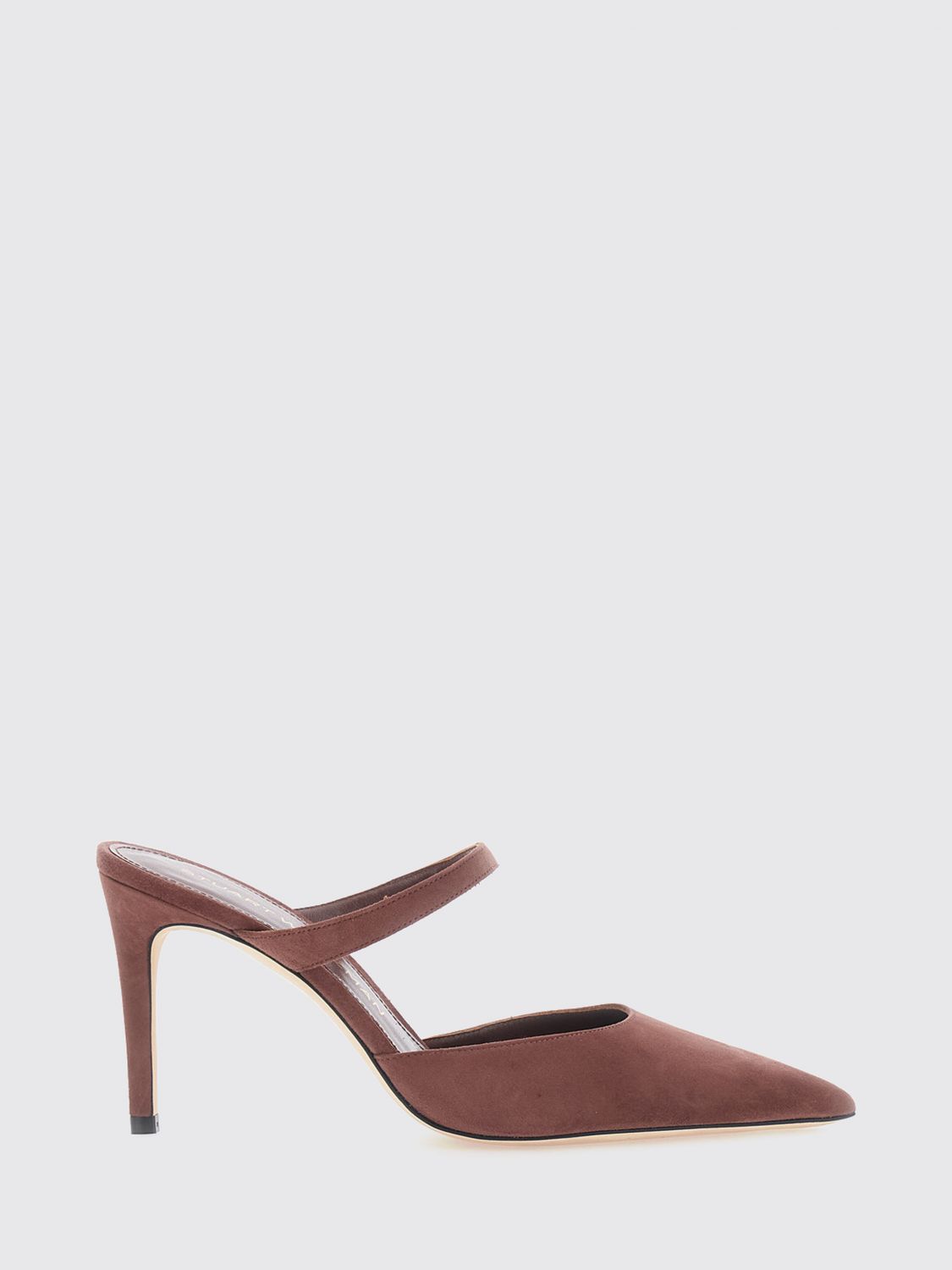 Stuart Weitzman Power Almond-Toe Suede Mules with Stiletto Heel
