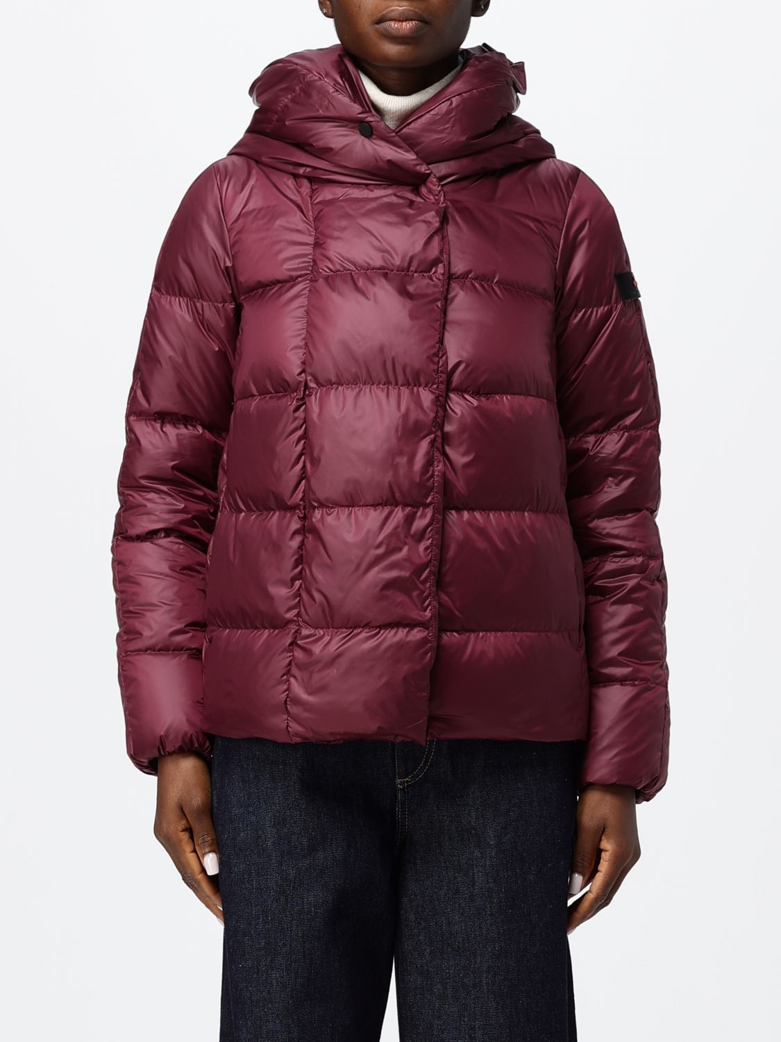 PEUTEREY Short Quilted Nylon Puffer Jacket with a hood and water-repellent finish PEUTEREY Short Quilted Nylon Puffer Jacket with a hood and water-repellent finish