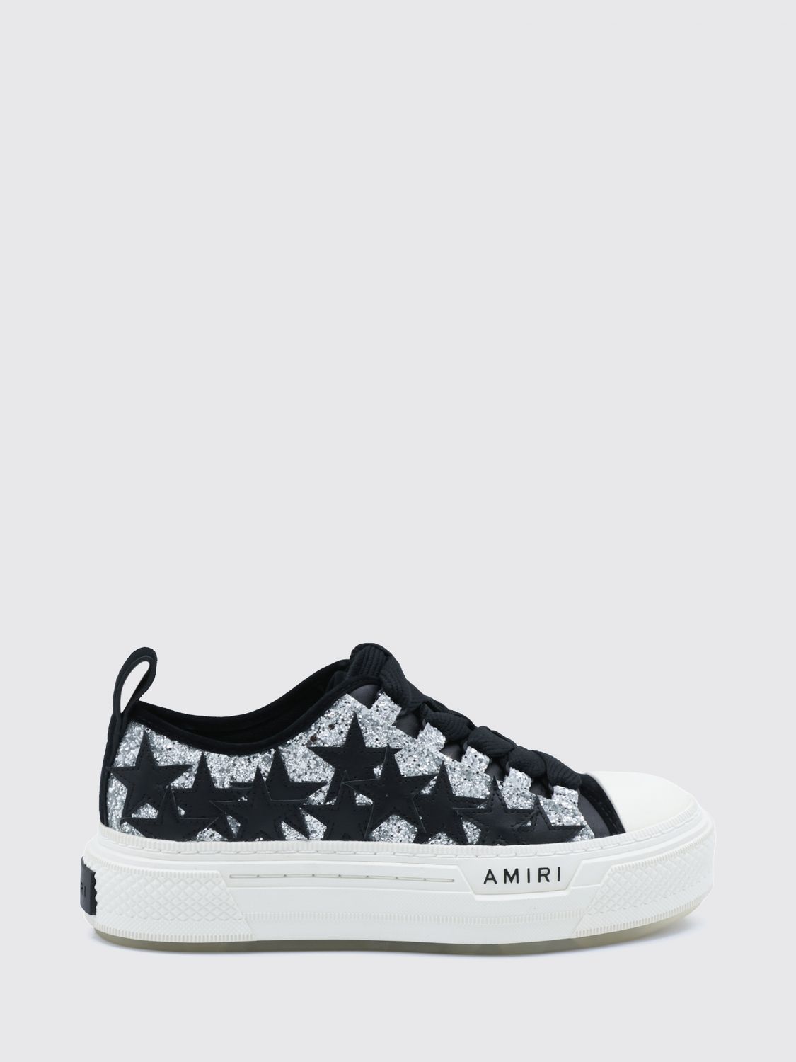 AMIRI Stars Court Low-Top Sneakers in Glitter Mesh with Star Embroidery and Platform Sole