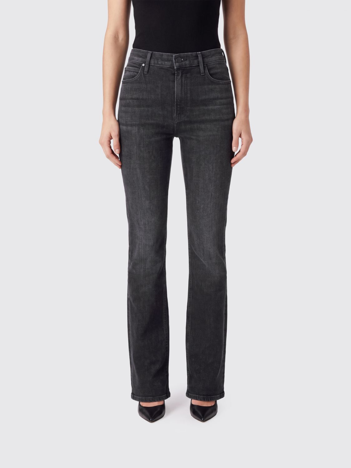 Mother Dazzler Skimp High-Waisted Cropped Skinny Jeans in Cotton Denim