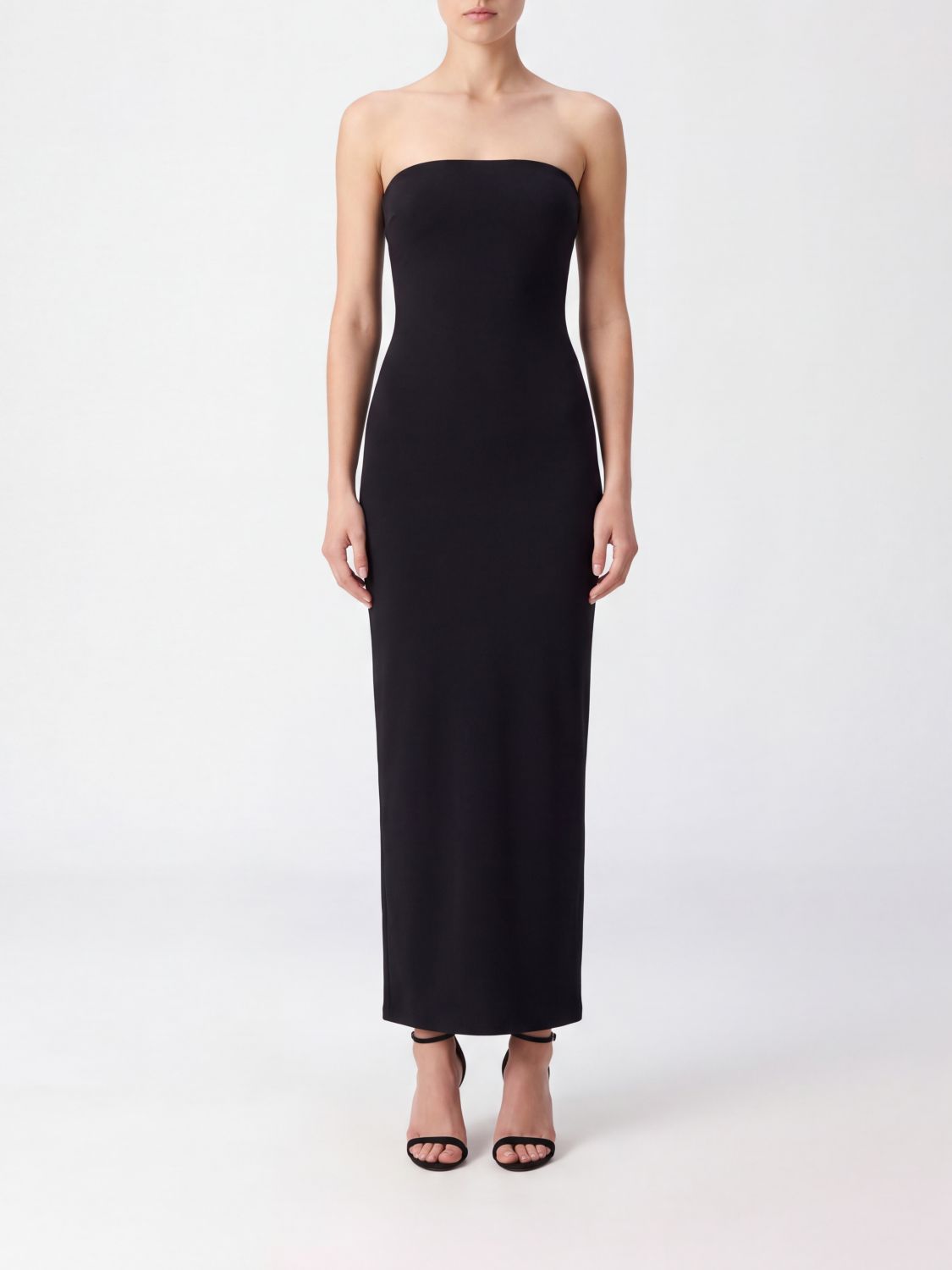 NORMA KAMALI Off-The-Shoulder Stretch Jersey Midi Sheath Dress