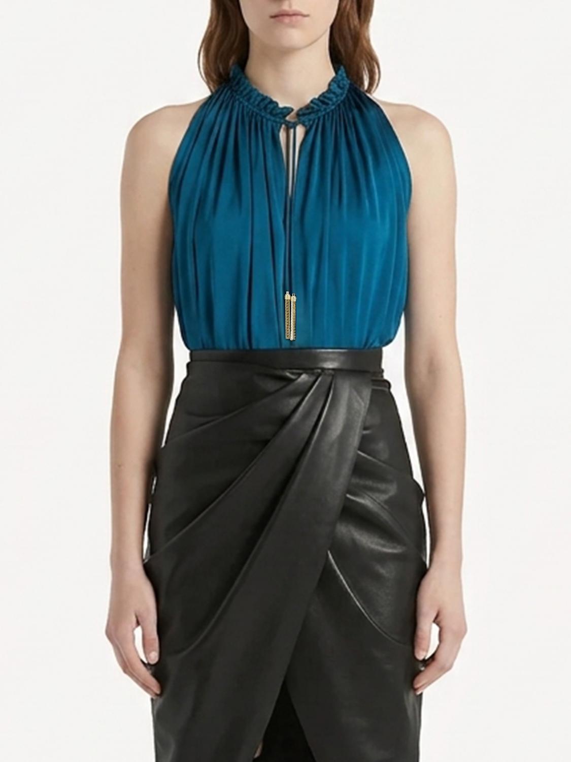 BALMAIN Sleeveless Viscose Slim Fit Crewneck Top