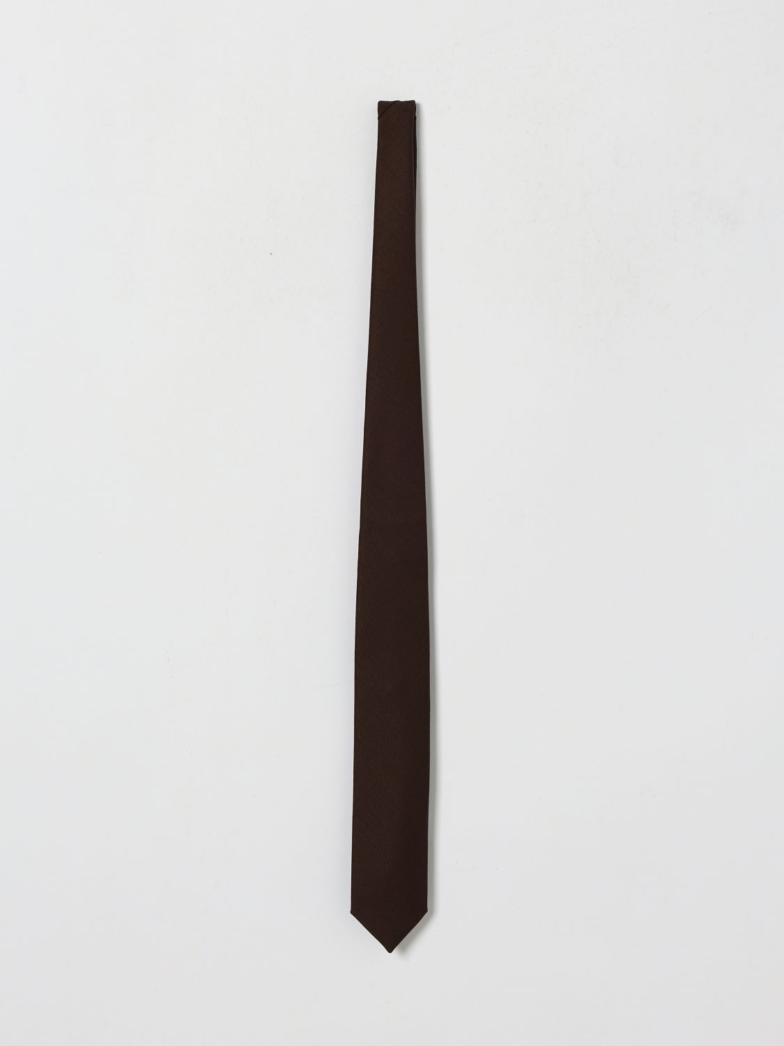 LARDINI Classic Virgin Wool Tie with Logo Loop