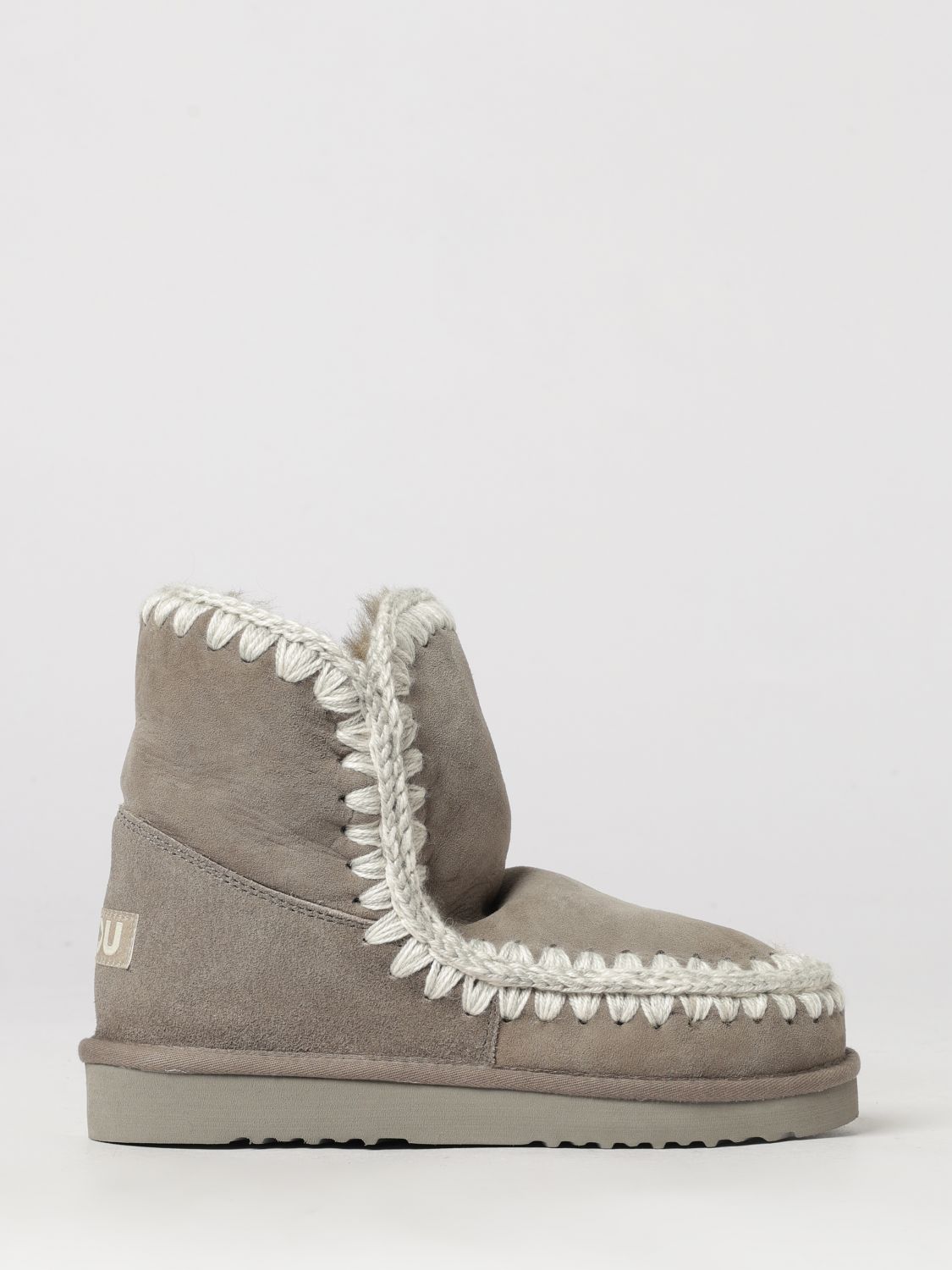 Mou Eskimo Suede Ankle Boots with Contrast Stitching and Wool Lining