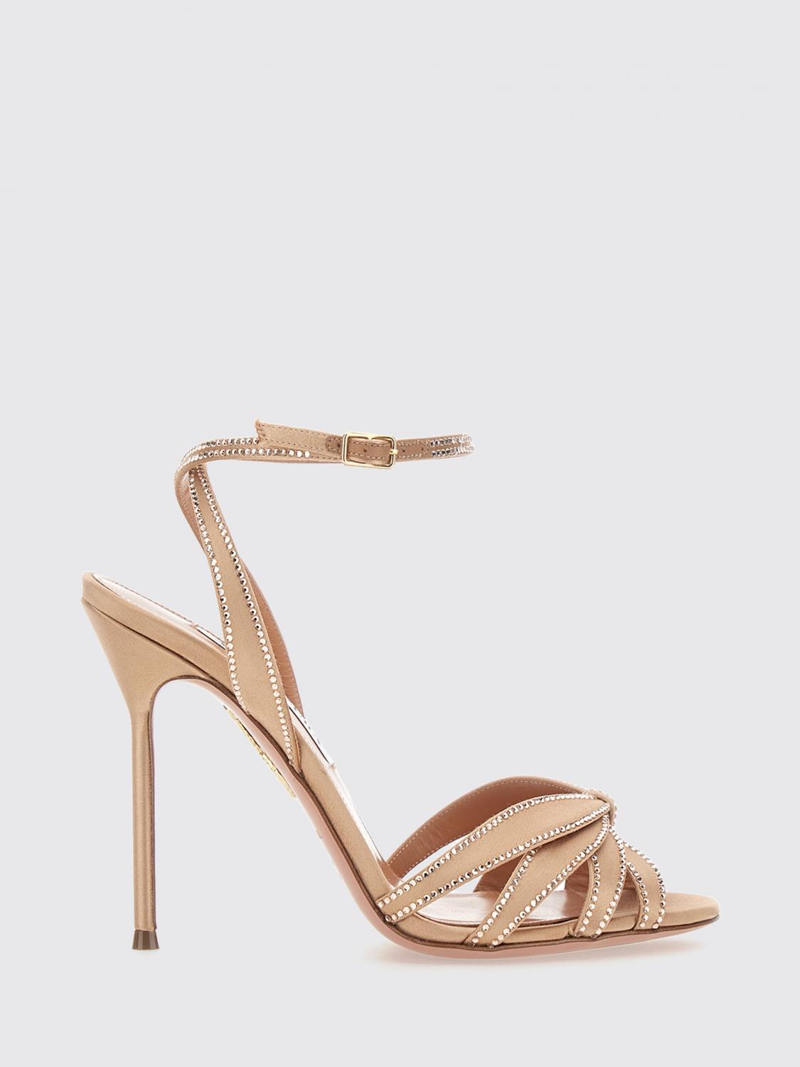 Aquazzura Soulmate Crystal-Embellished Satin High-Heel Sandals
