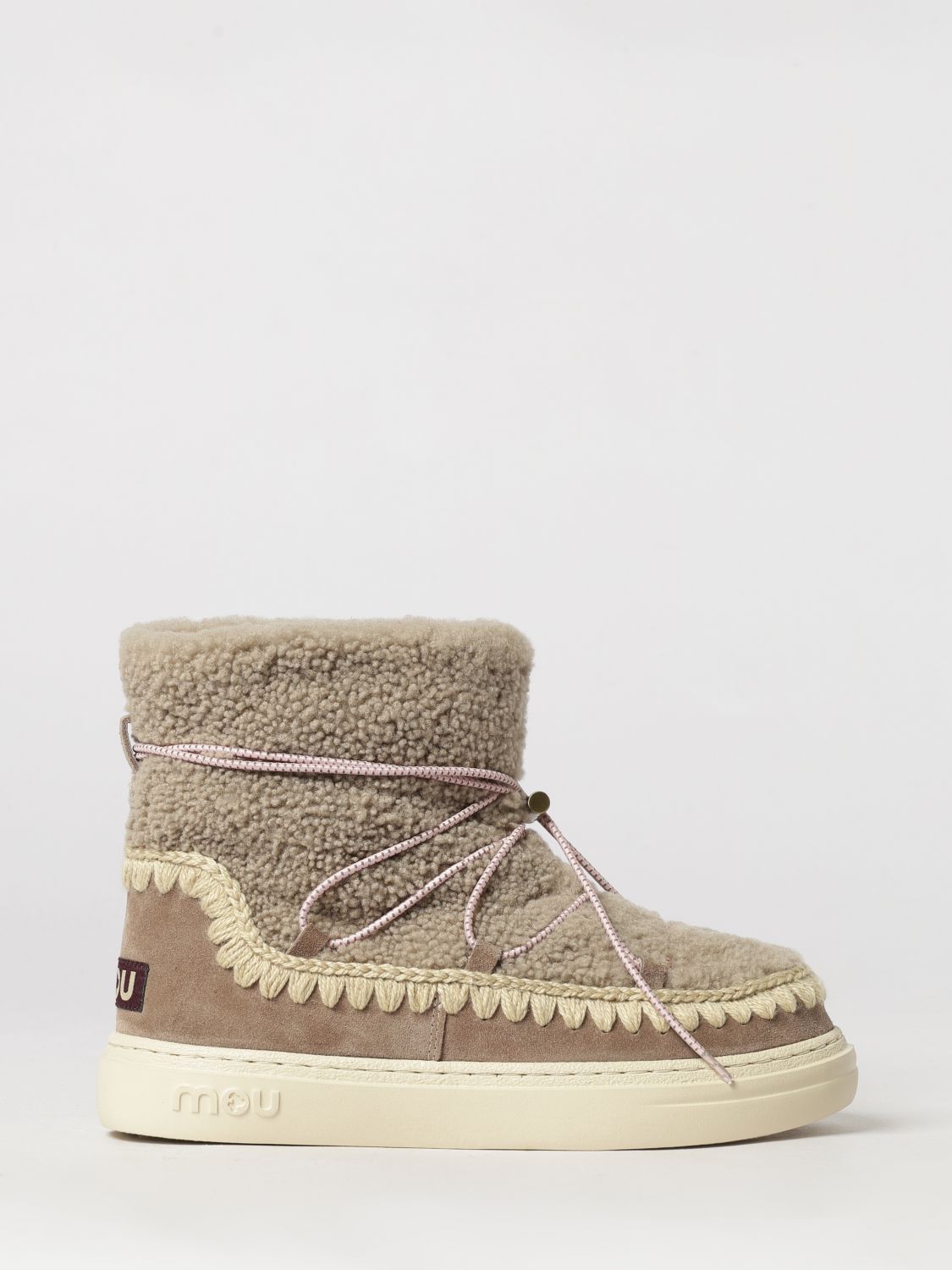 Mou Eskimo Shearling and Suede Ankle Boots with Adjustable Drawstring