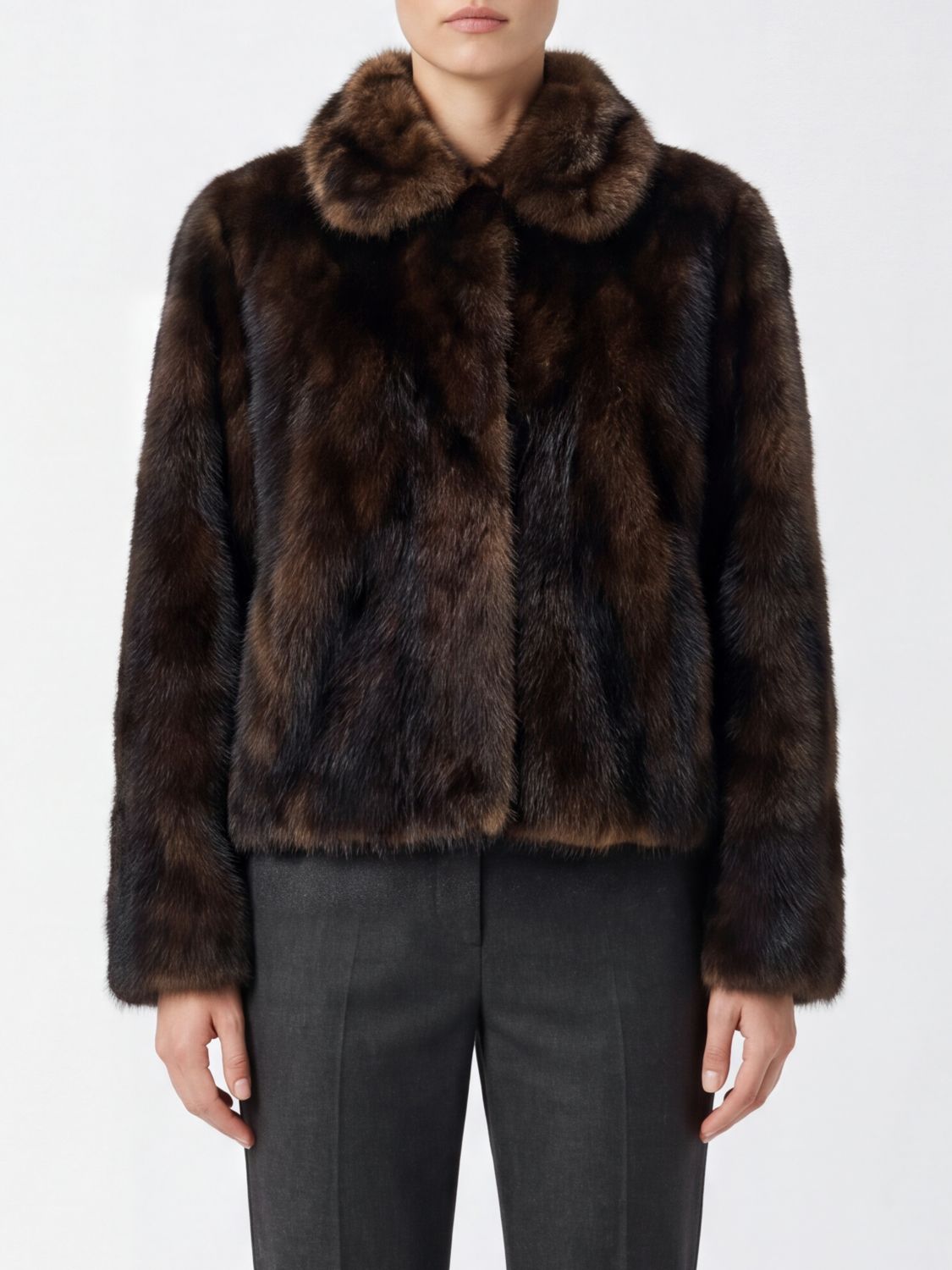 BRUNELLO CUCINELLI Cropped Shearling Jacket with a fur collar