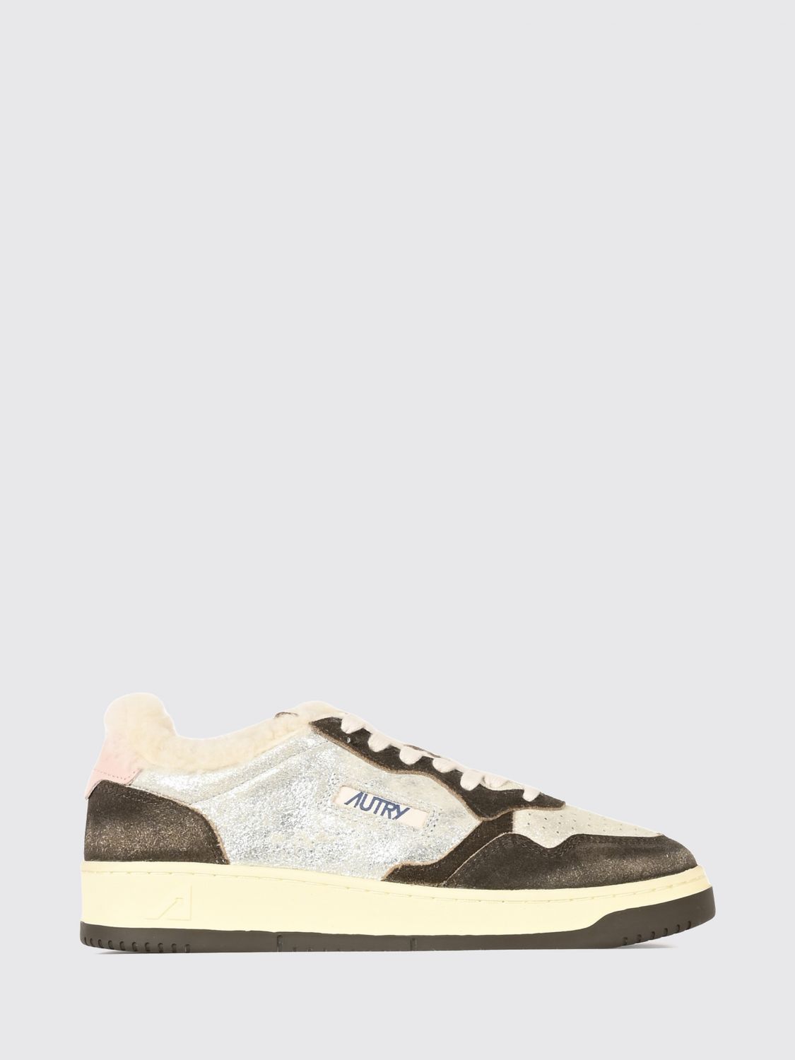 AUTRY Medalist Low Leather Sneakers with Shearling Lining and Suede Details AUTRY Medalist Low Leather Sneakers with Shearling Lining and Suede Details