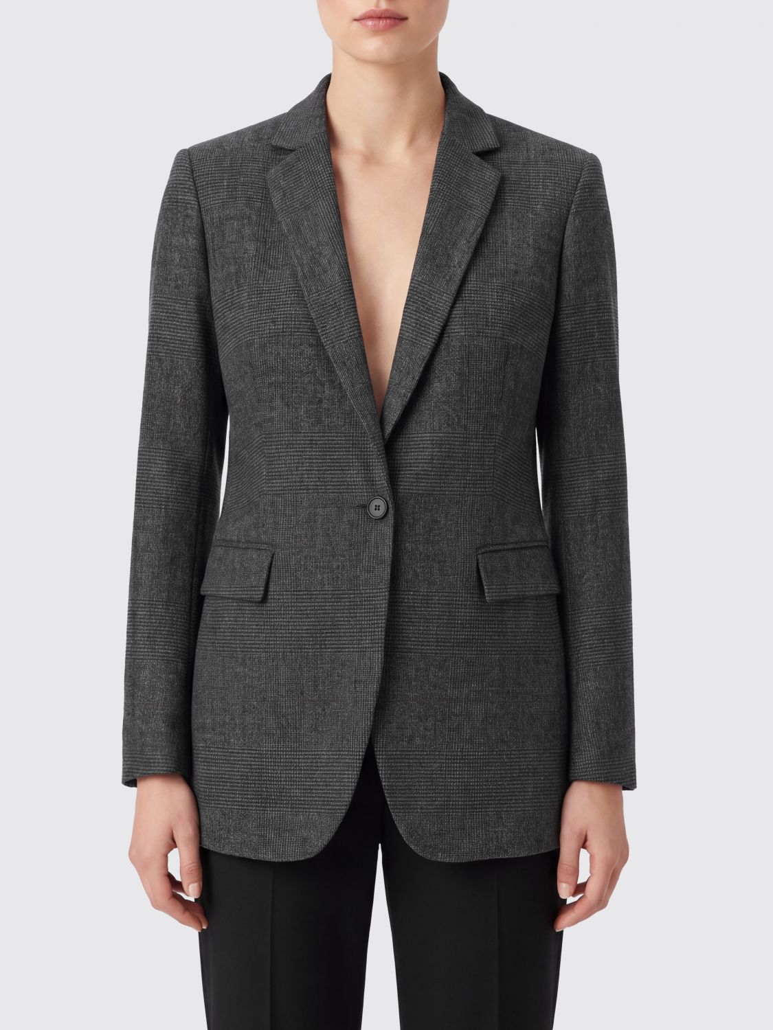 PT TORINO Single-Breasted Tartan Blazer in Wool and Mohair Blend PT TORINO Single-Breasted Tartan Blazer in Wool and Mohair Blend