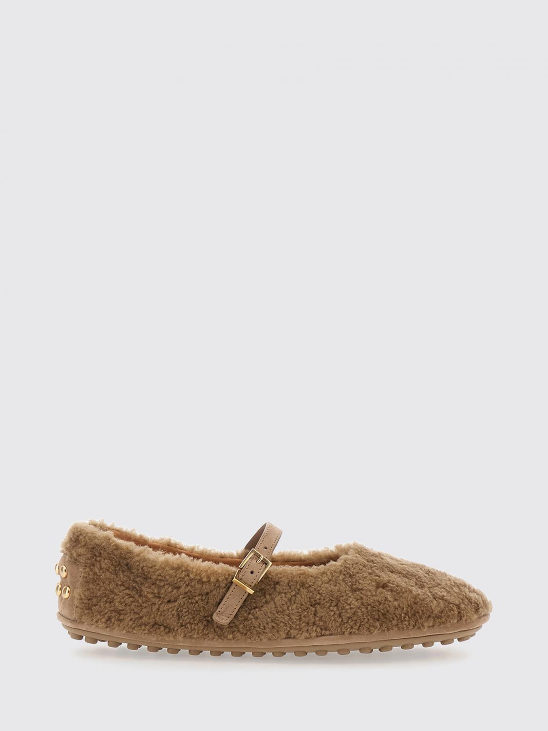 Tod’s Mary Jane Ballet Flats in Leather and Shearling with Gommino Sole