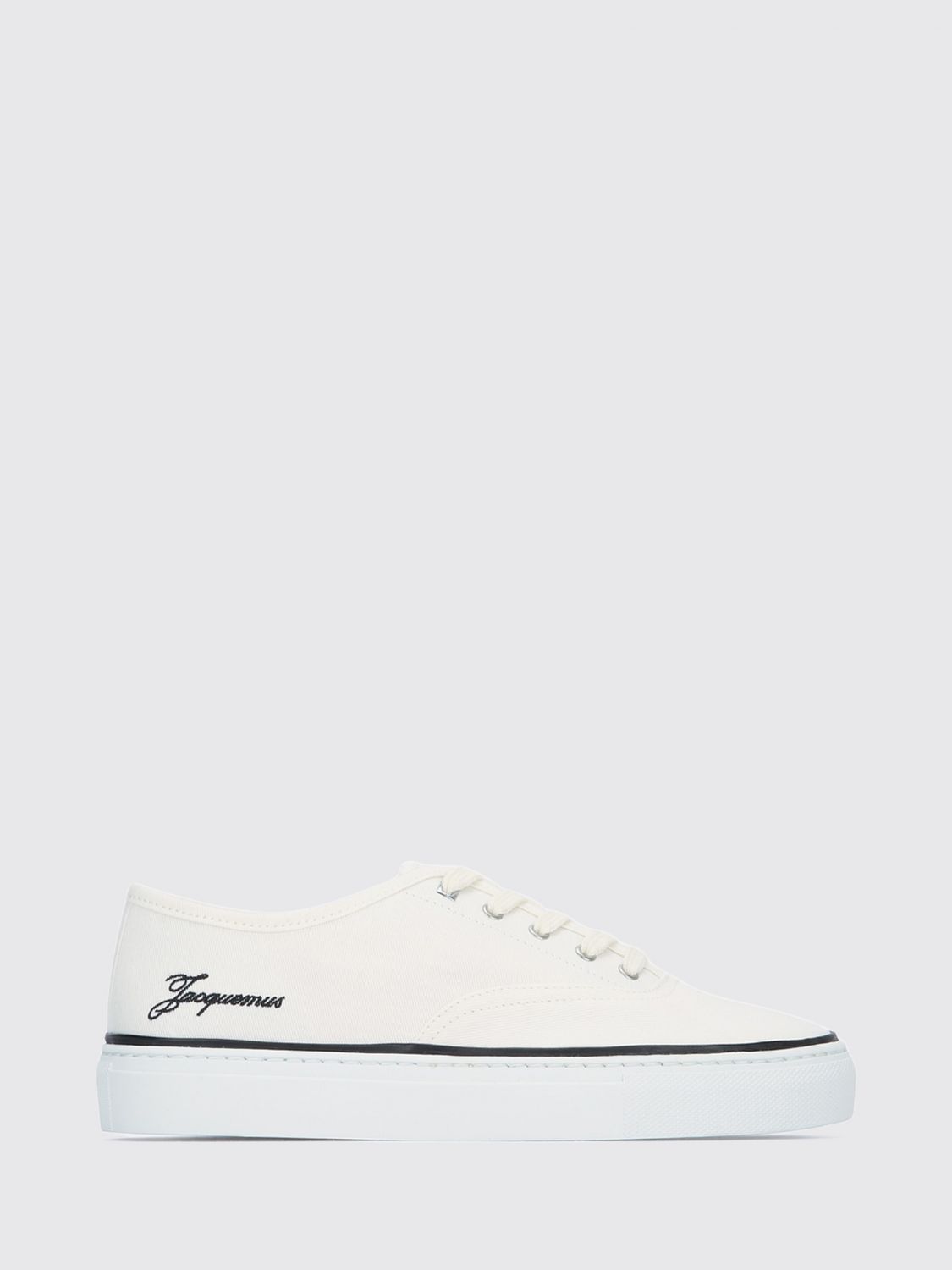 JACQUEMUS Féfé Cotton Canvas Trainers with Contrasting Embroidered Logo JACQUEMUS Féfé Cotton Canvas Trainers with Contrasting Embroidered Logo
