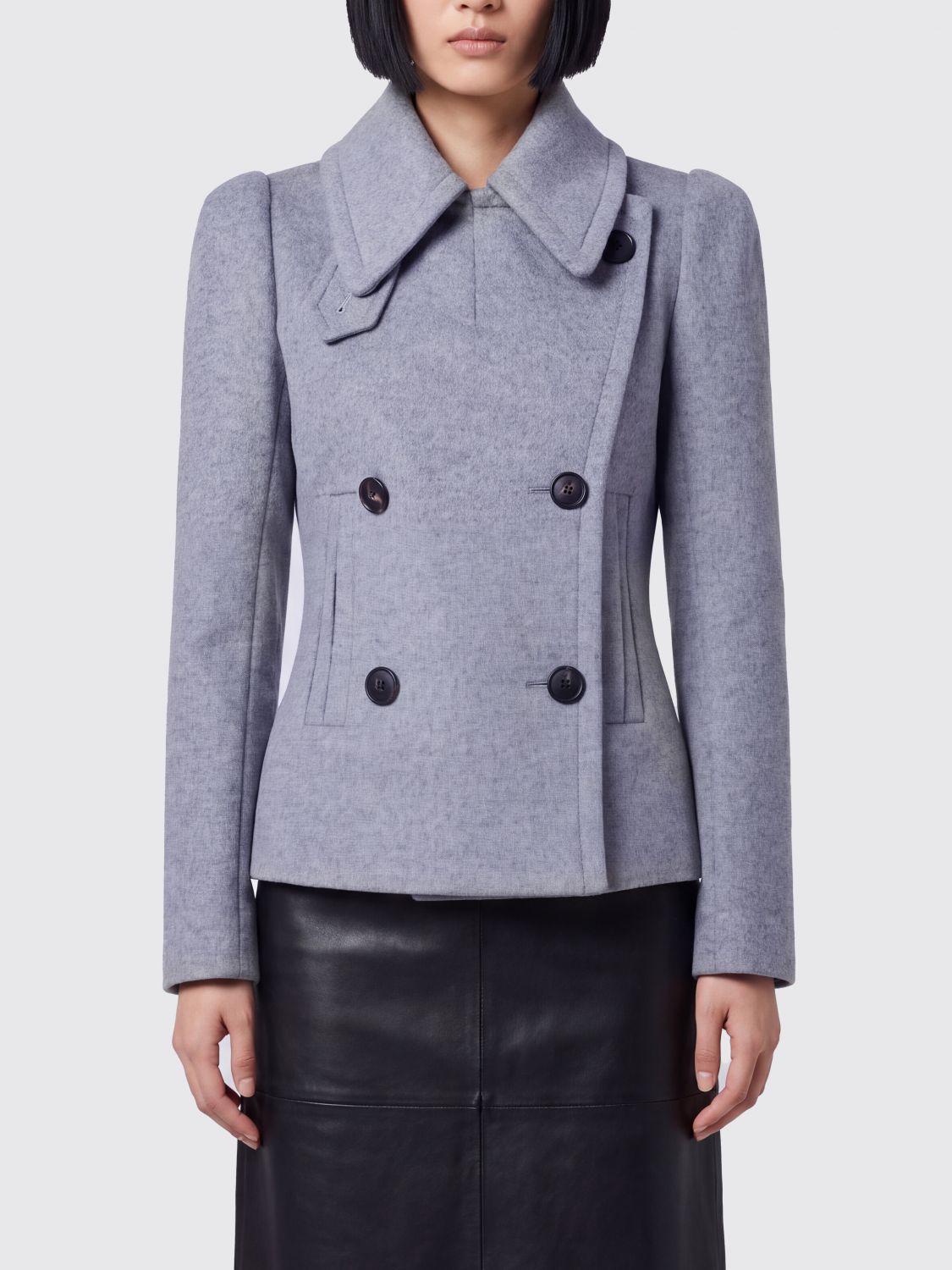 7 FOR ALL MANKIND Slim Fit Double-Breasted Short Coat in Virgin Wool