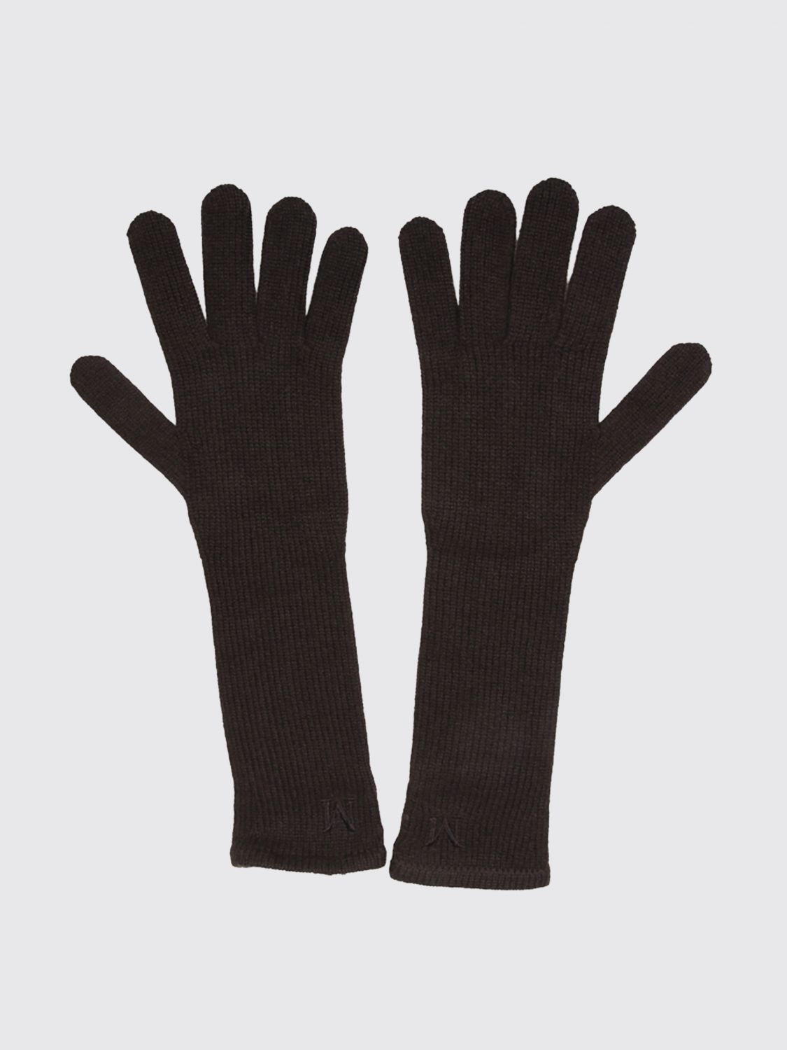 MAX MARA Jock Ribbed Gloves in 100% Cashmere with Embroidered Logo