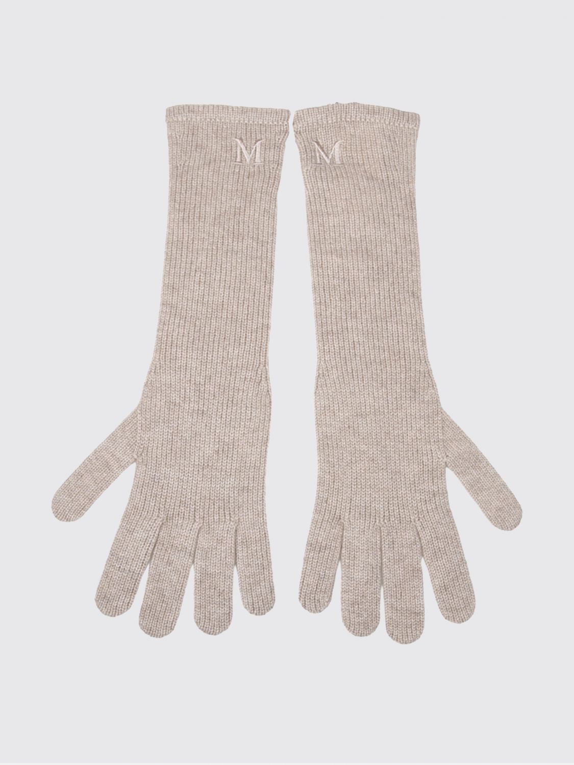 MAX MARA Guanti Jock in 100% cashmere a coste con logo ricamato