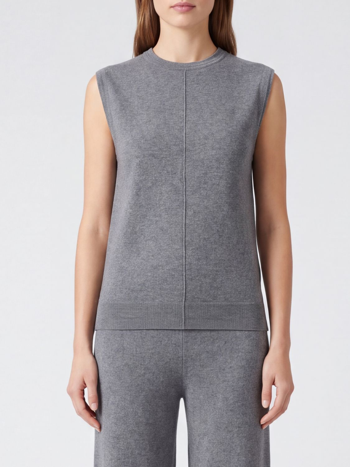 Lisa Yang Sleeveless Cotton and Cashmere Crew Neck Top