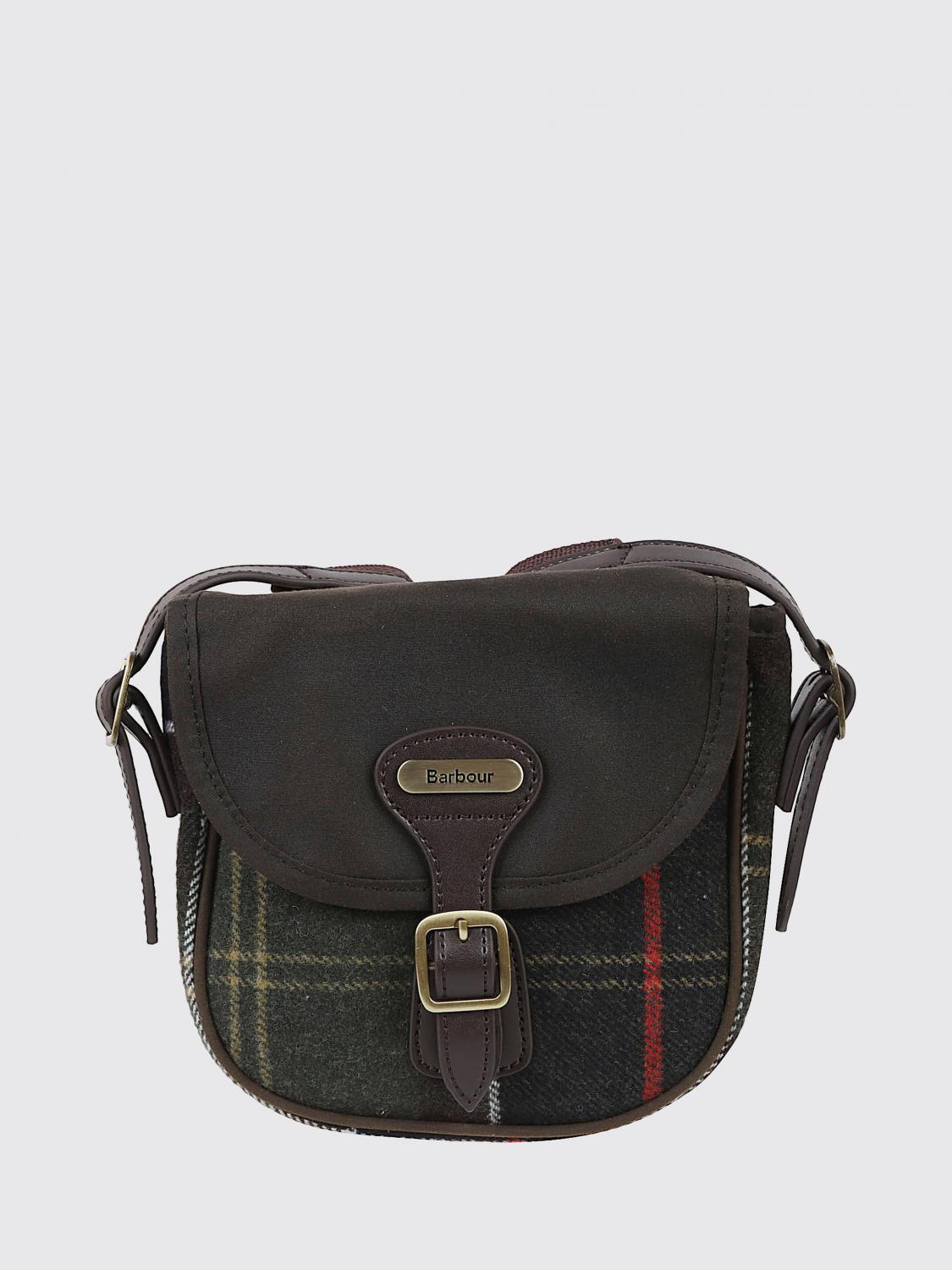 BARBOUR Mini borsa a tracolla in lana con motivo tartan e patta con fibbia