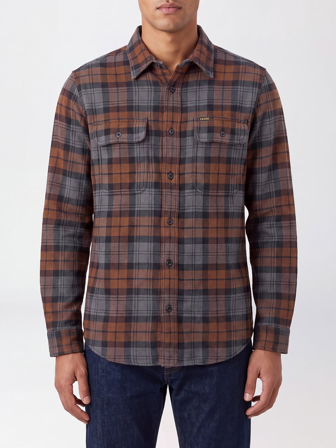 FILSON Camicia in cotone con motivo tartan e tasche con patta