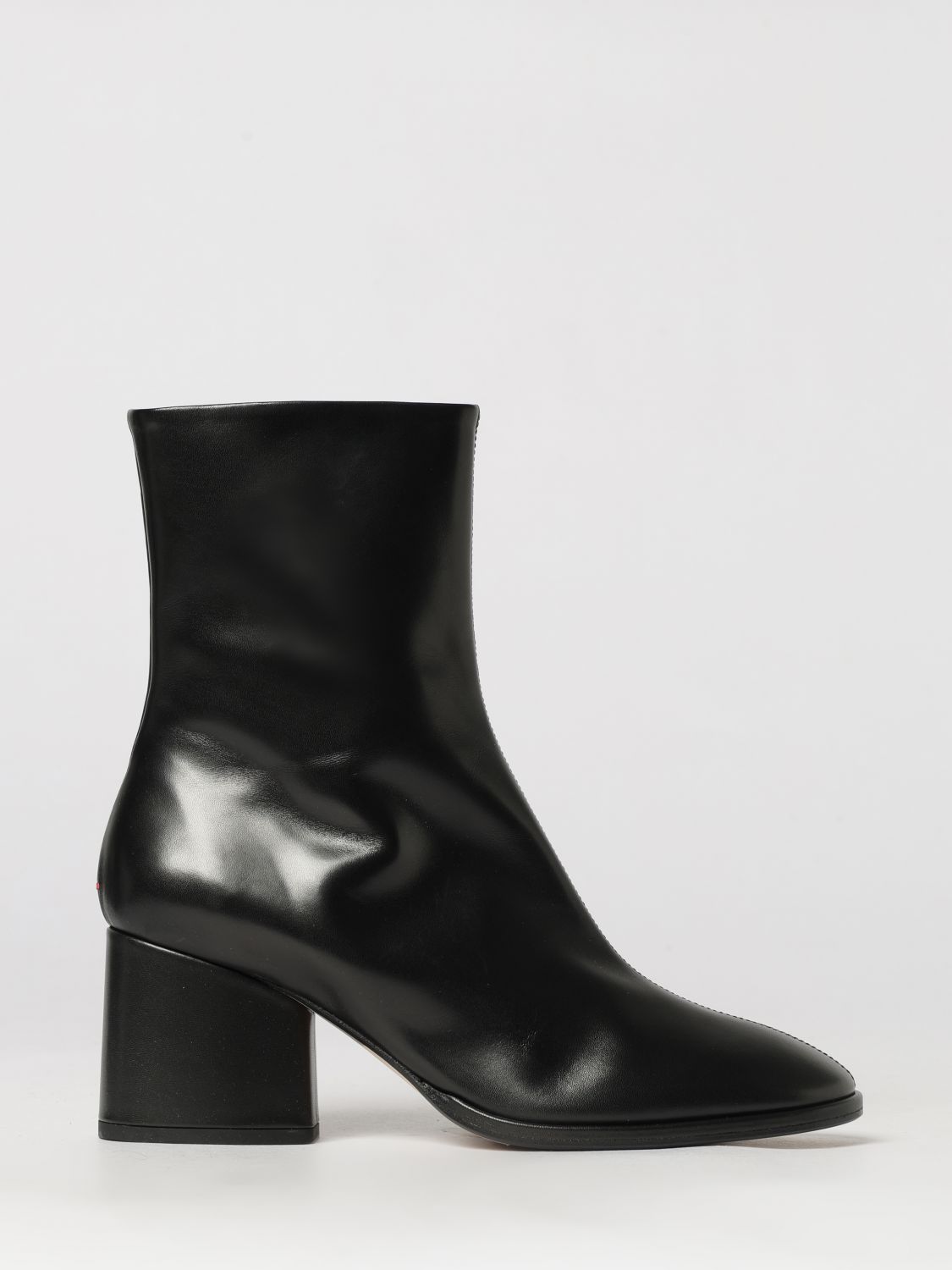 Aeyde Smooth Calf Leather Ankle Boots with Mid Heel and Round Toe