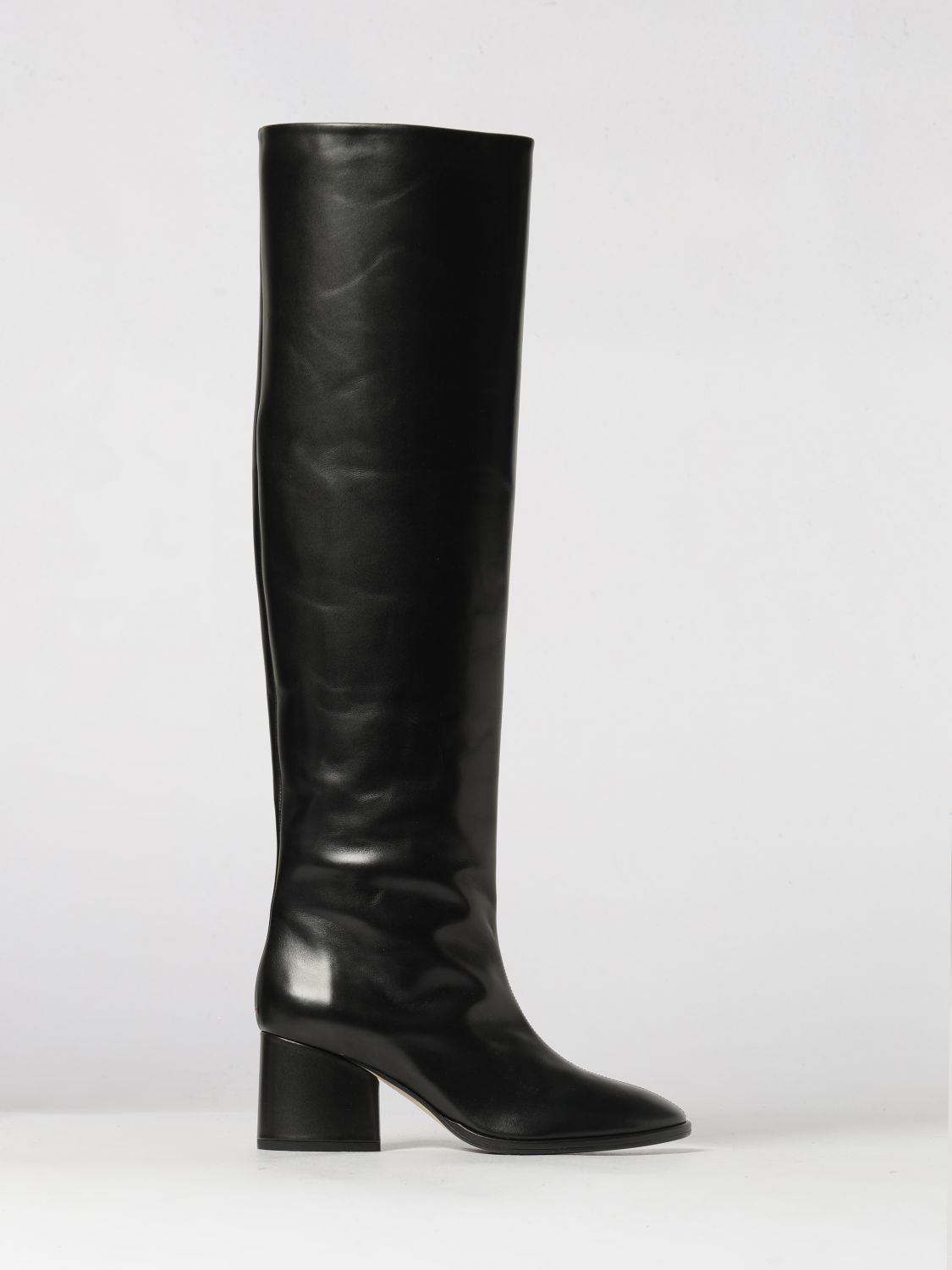 Aeyde Almut Knee-High Round Toe Boots in Smooth Leather