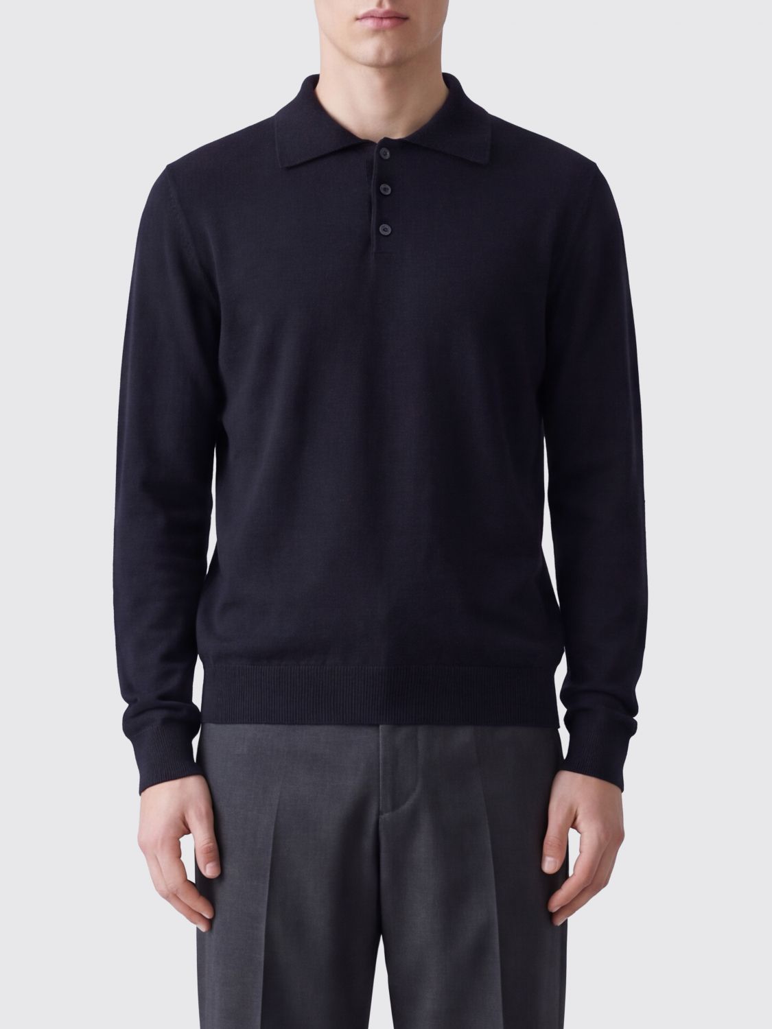 ZANONE Polo a maniche lunghe in puro cashmere con colletto classico