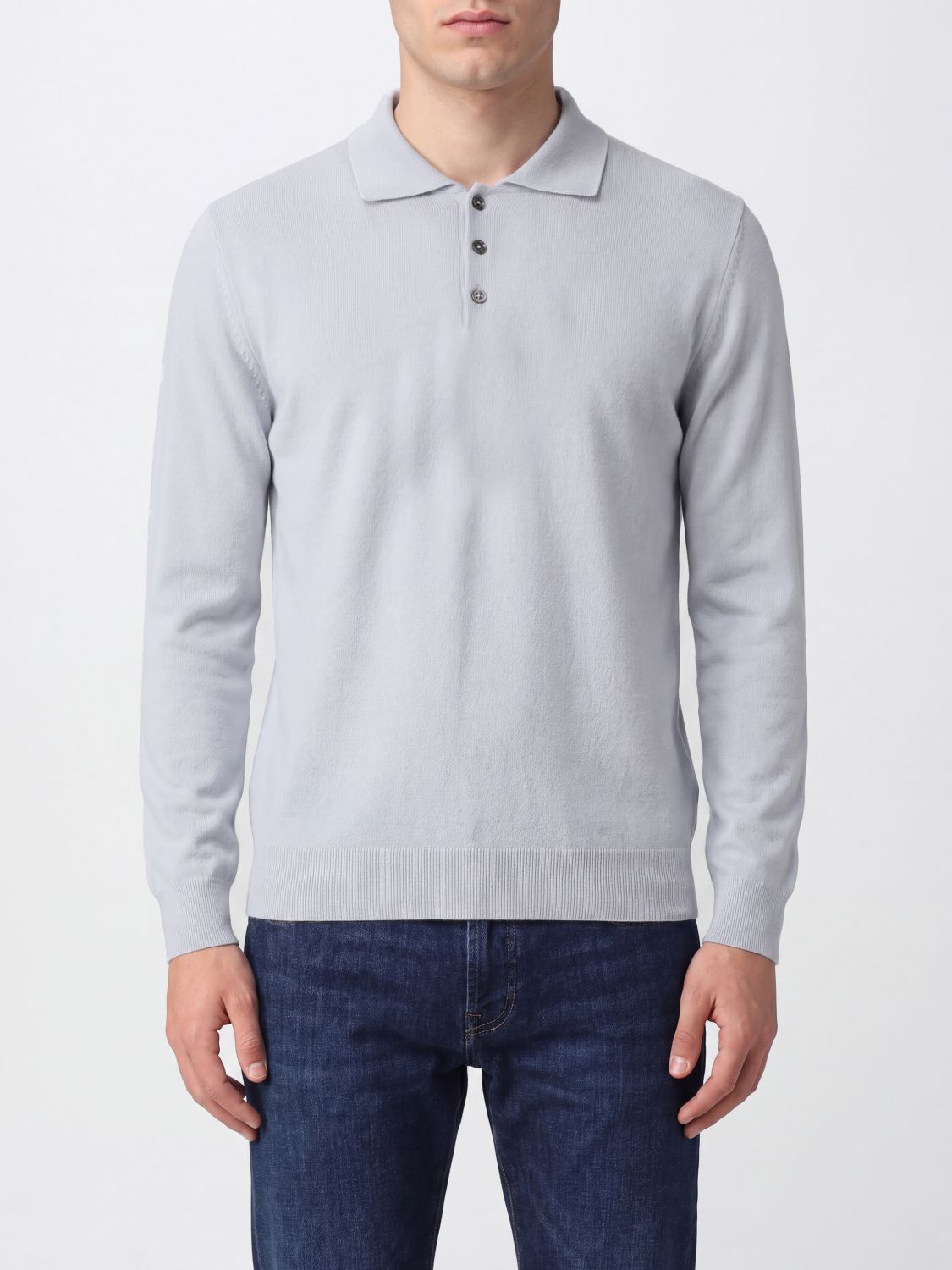 ZANONE Polo a maniche lunghe in puro cashmere con colletto classico